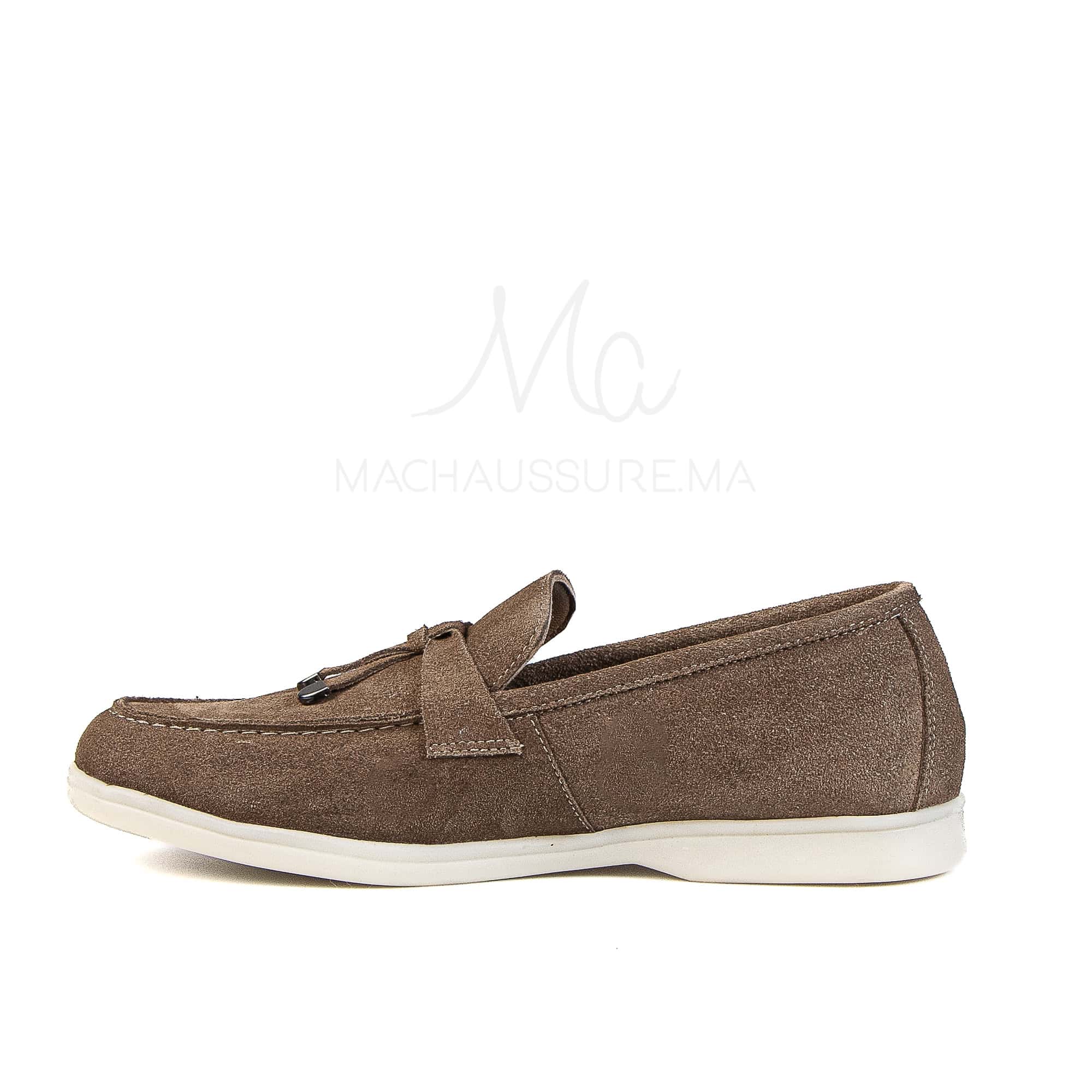 OPERA - Mocassins 100 % Daim Kaki.