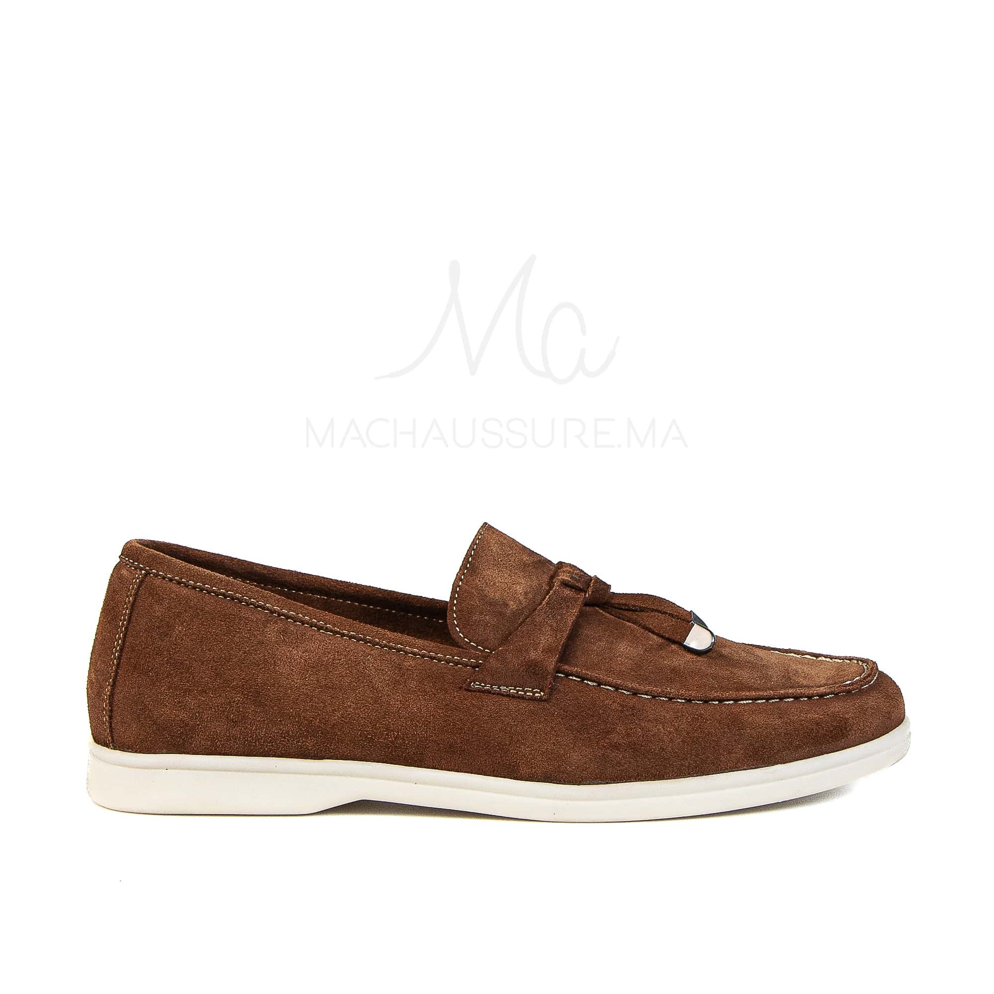 OPERA - Mocassins 100 % Daim Tabac.