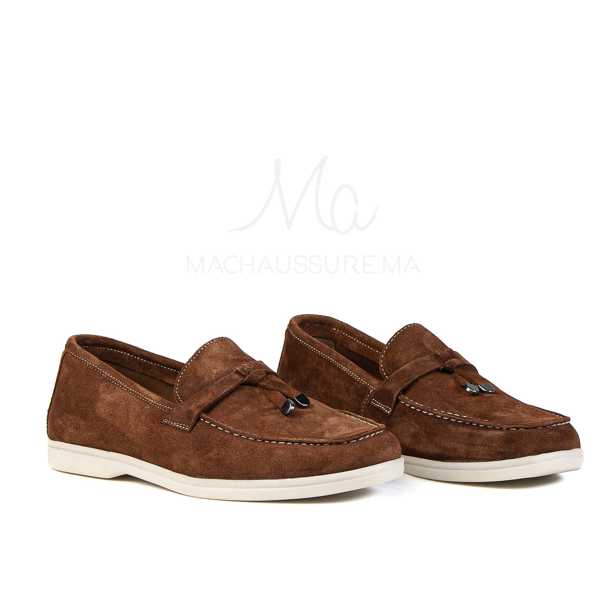 OPERA - Mocassins 100 % Daim Tabac.