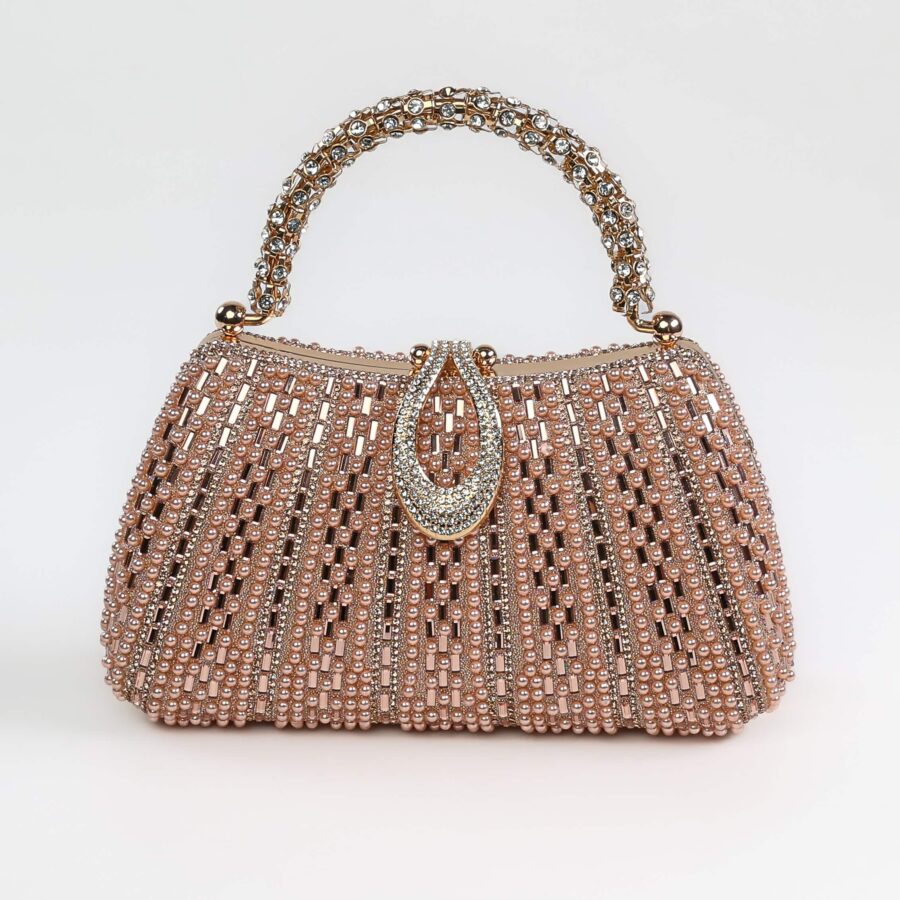 Sac à main en perles et cristaux, accessoire de mode chic et sophistiqué..