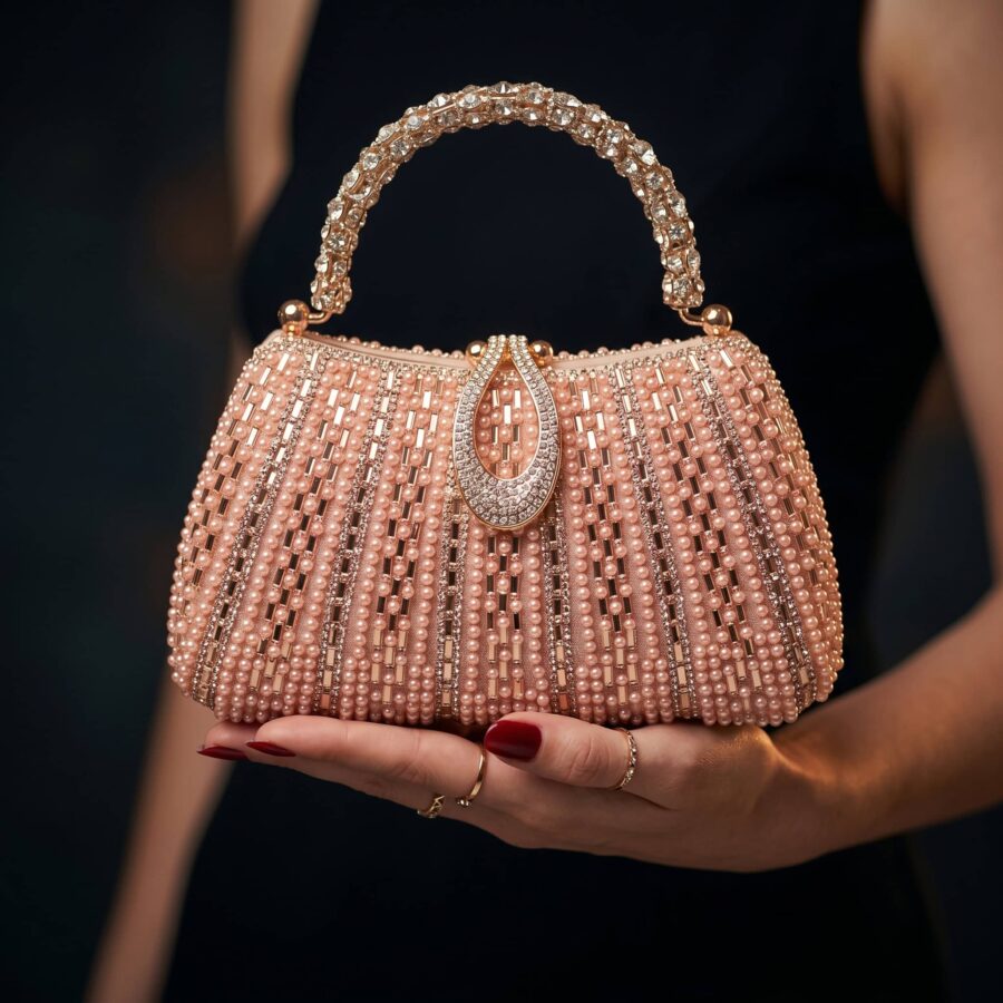 Sac à main en perles et strass, accessoire de mode élégante pour femmes..