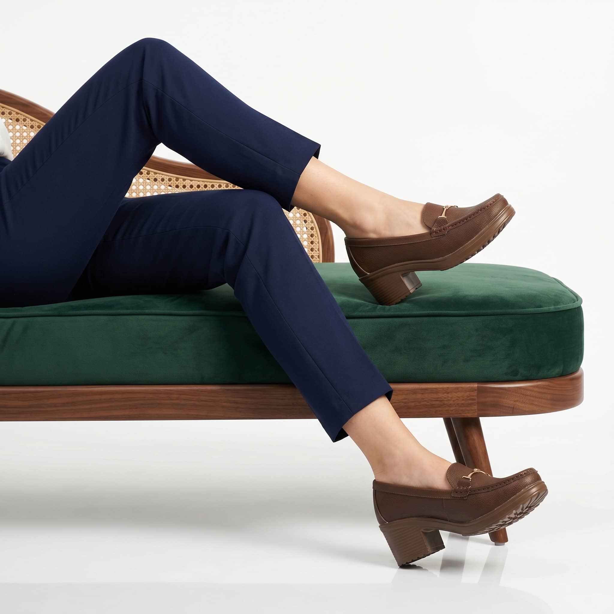 Ocre – Mocassins demi talon en Coffee.