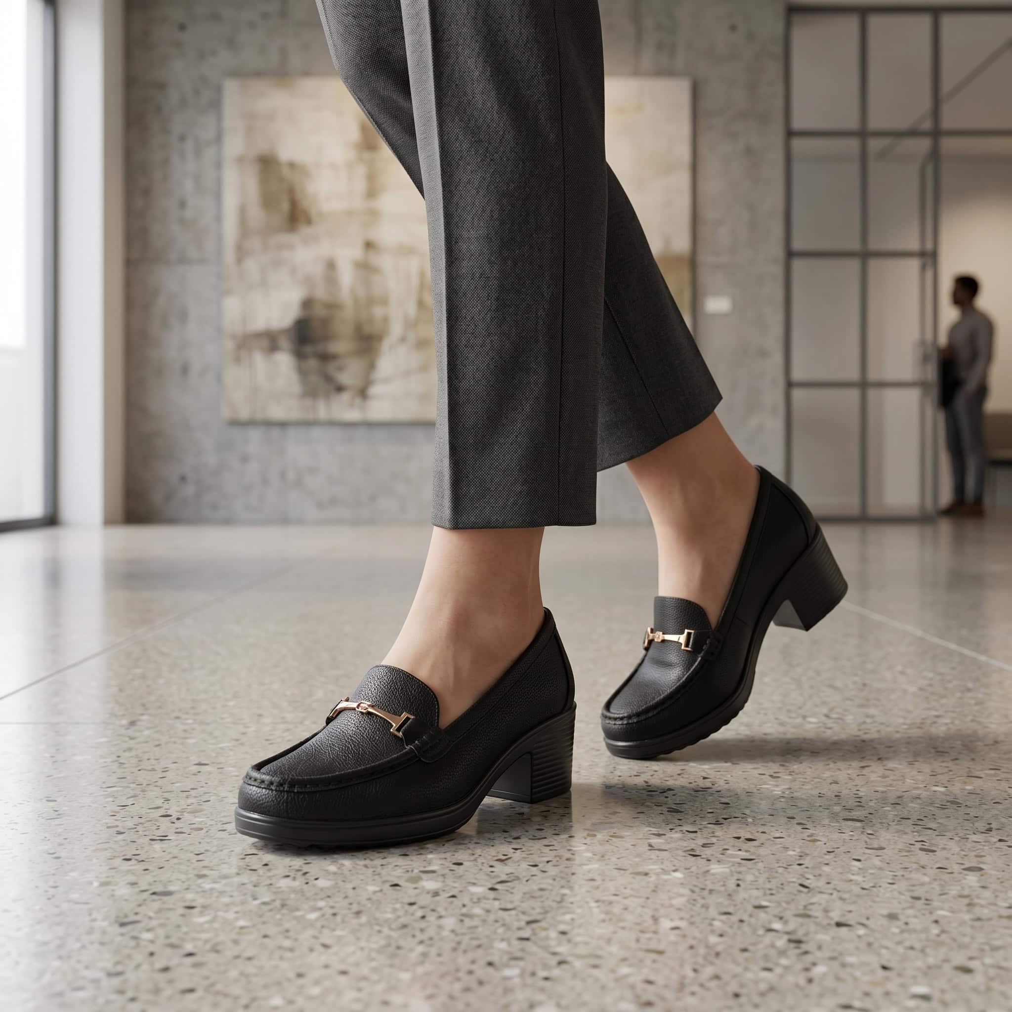 Ocre – Mocassins demi talon en Noir.