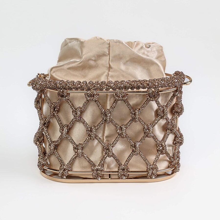 Chaîne de sac à main en strass, sac en satin beige élégant, accessoire mode pour femmes..
