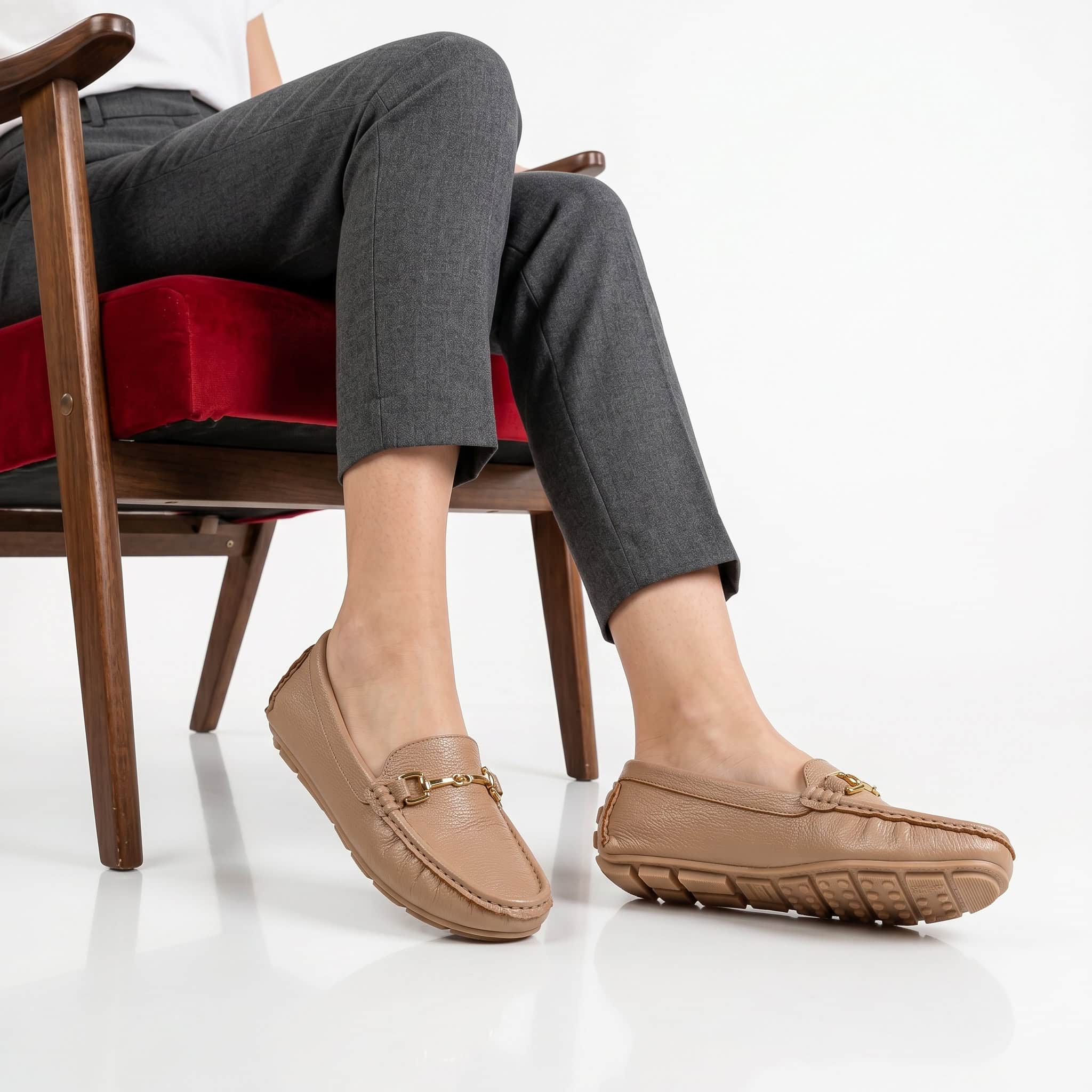 Fibre – Mocassins confortables en Beige.