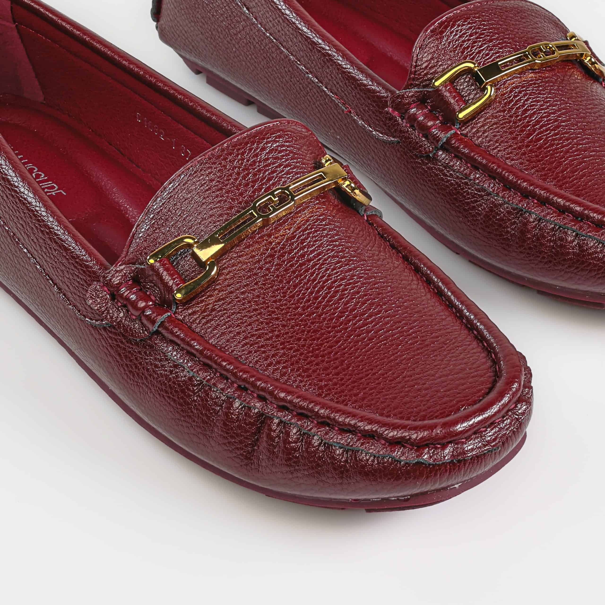Fibre – Mocassins confortables en Bordeau.