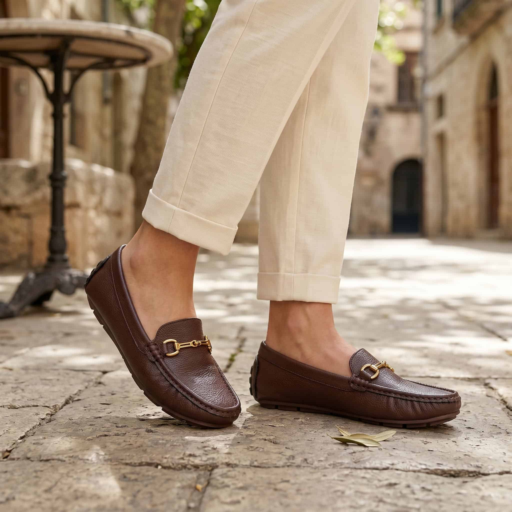 Fibre – Mocassins confortables en Coffee.