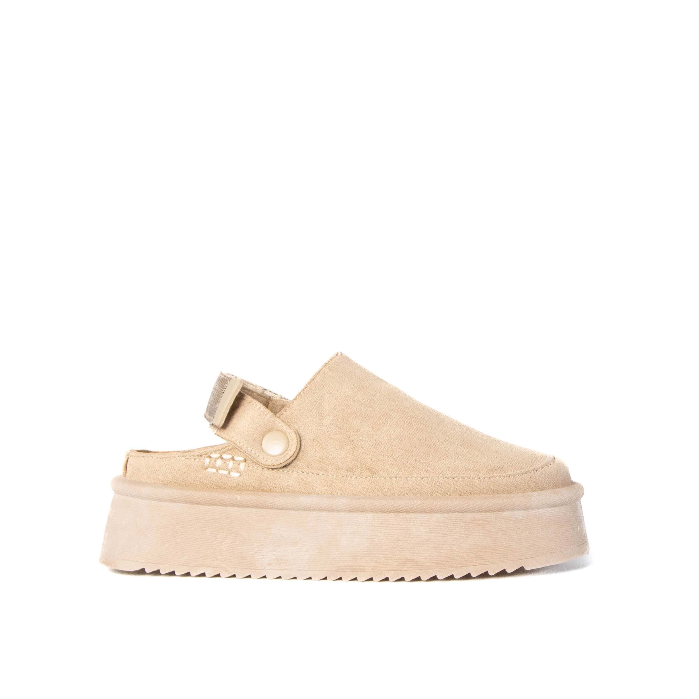 Fleecy – Chaussons à plateforme en Kaki.