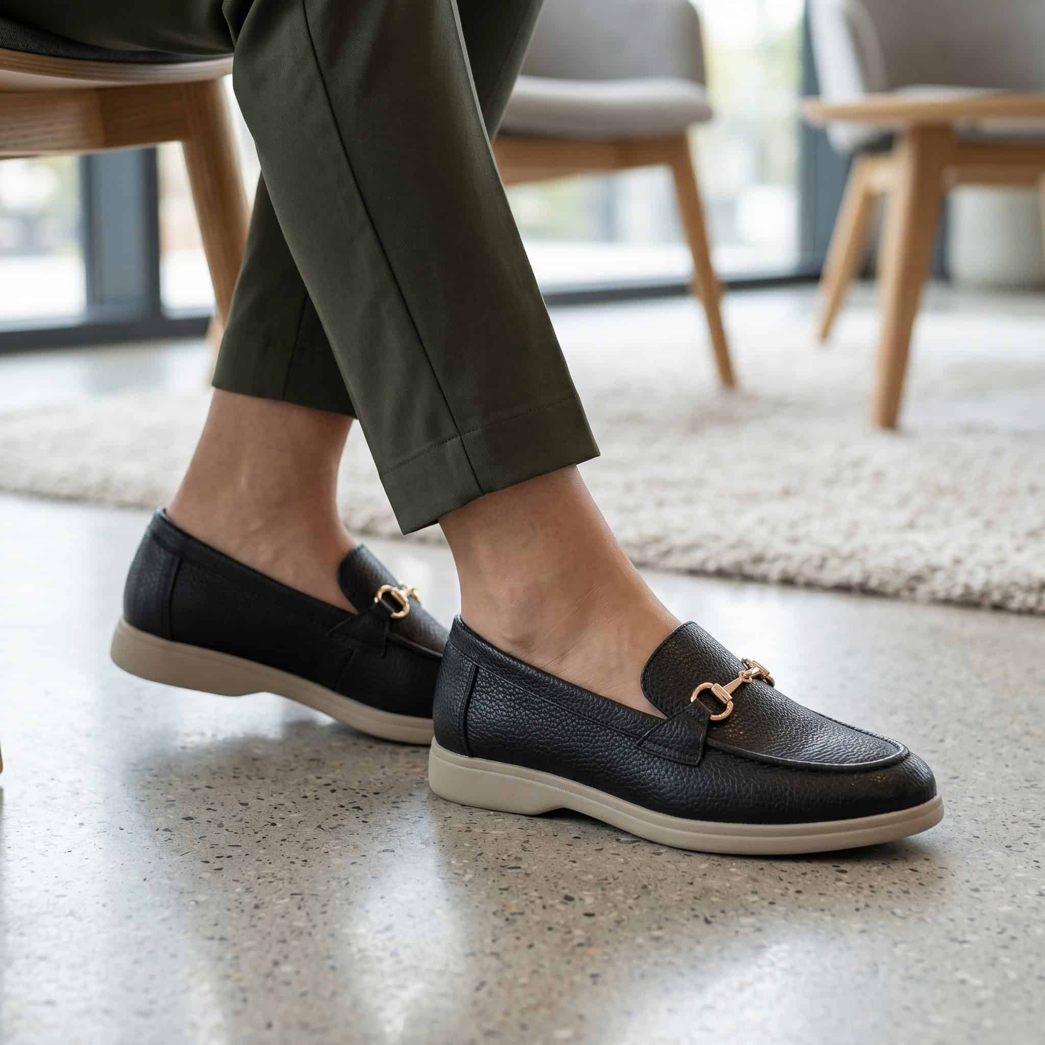 Passage – Mocassins Femmes en Noir.