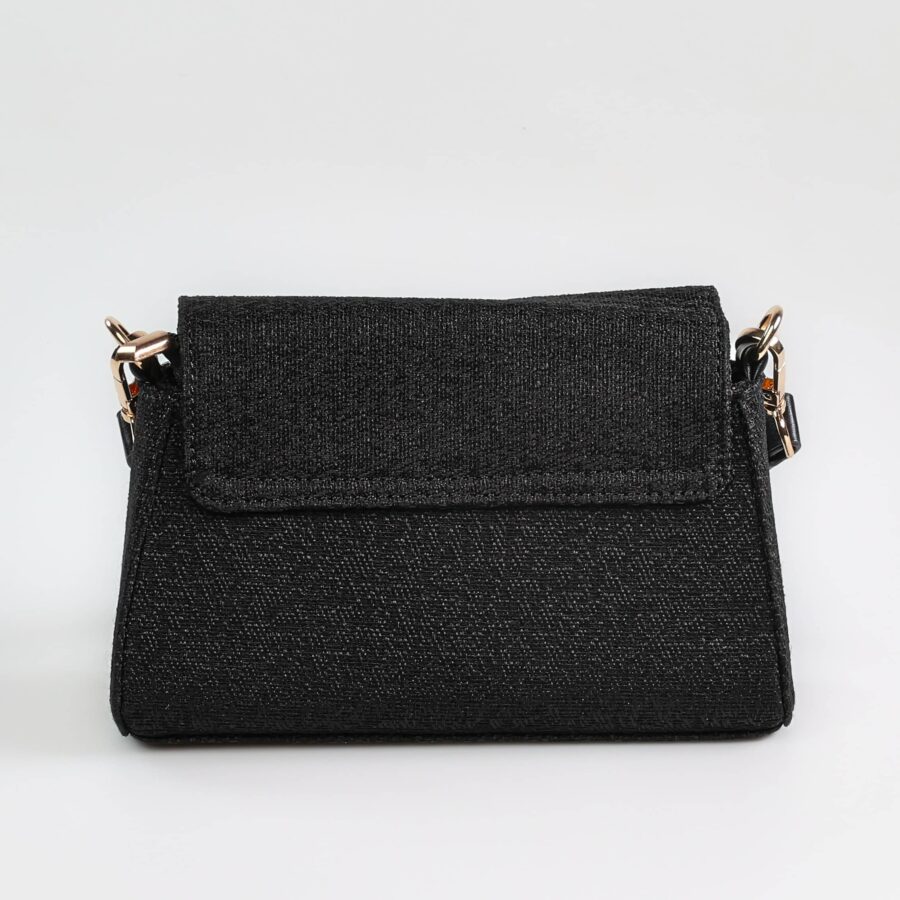 Sac à main noir en tissu, accessoire mode pour femmes, idéal pour toutes occasions..