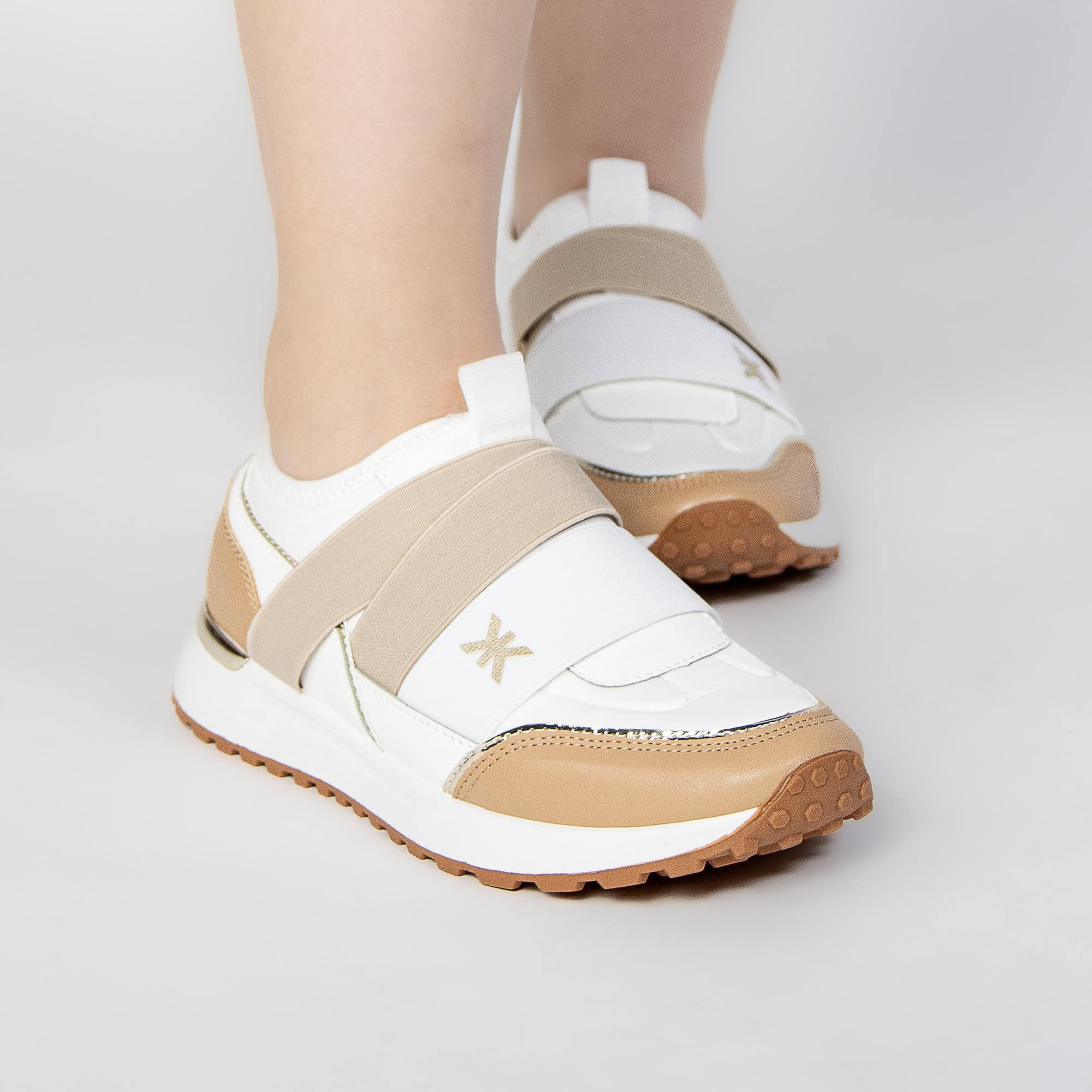 Melvine - Baskets Femmes en Kaki.