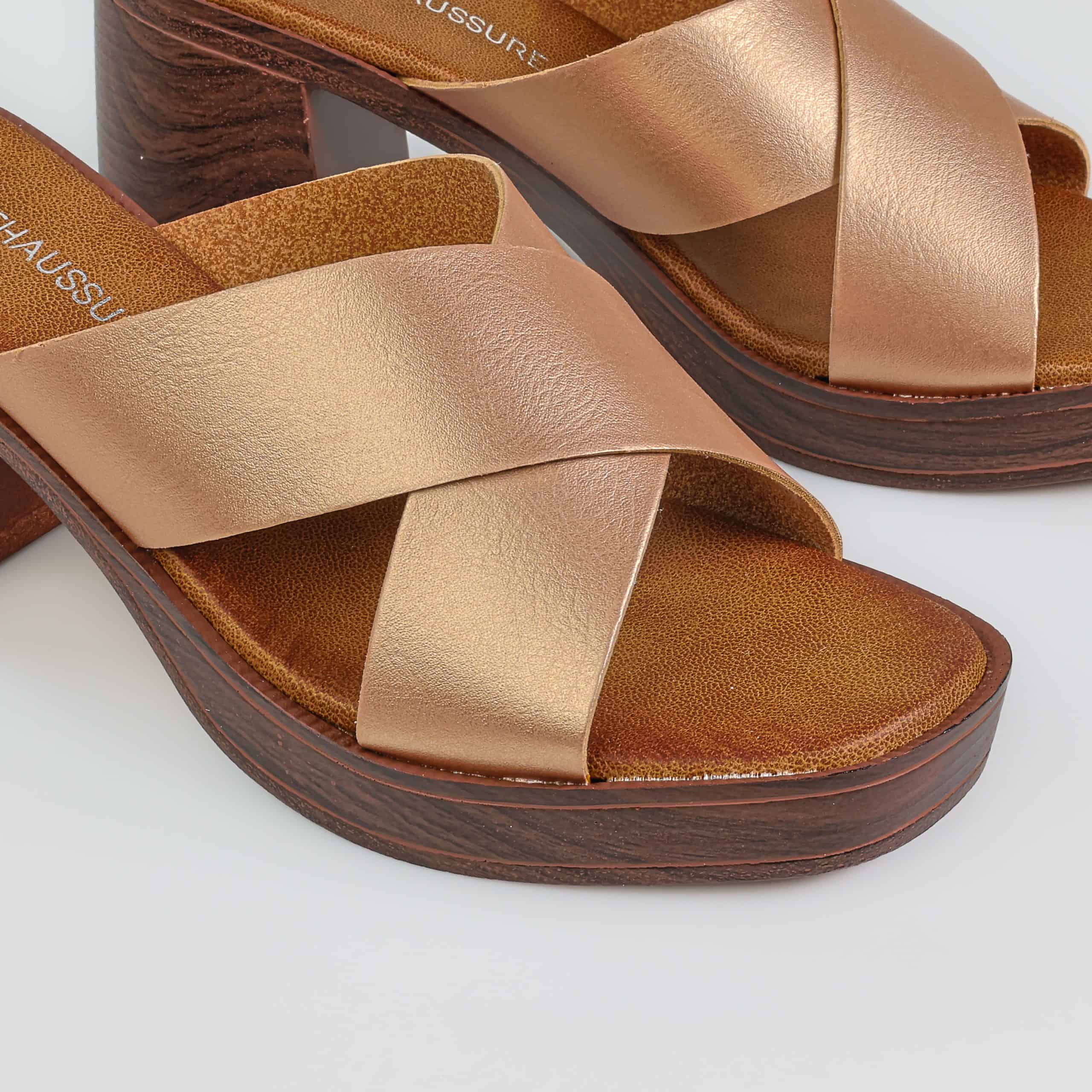 Archi – Sandales demi talon en Bronze.