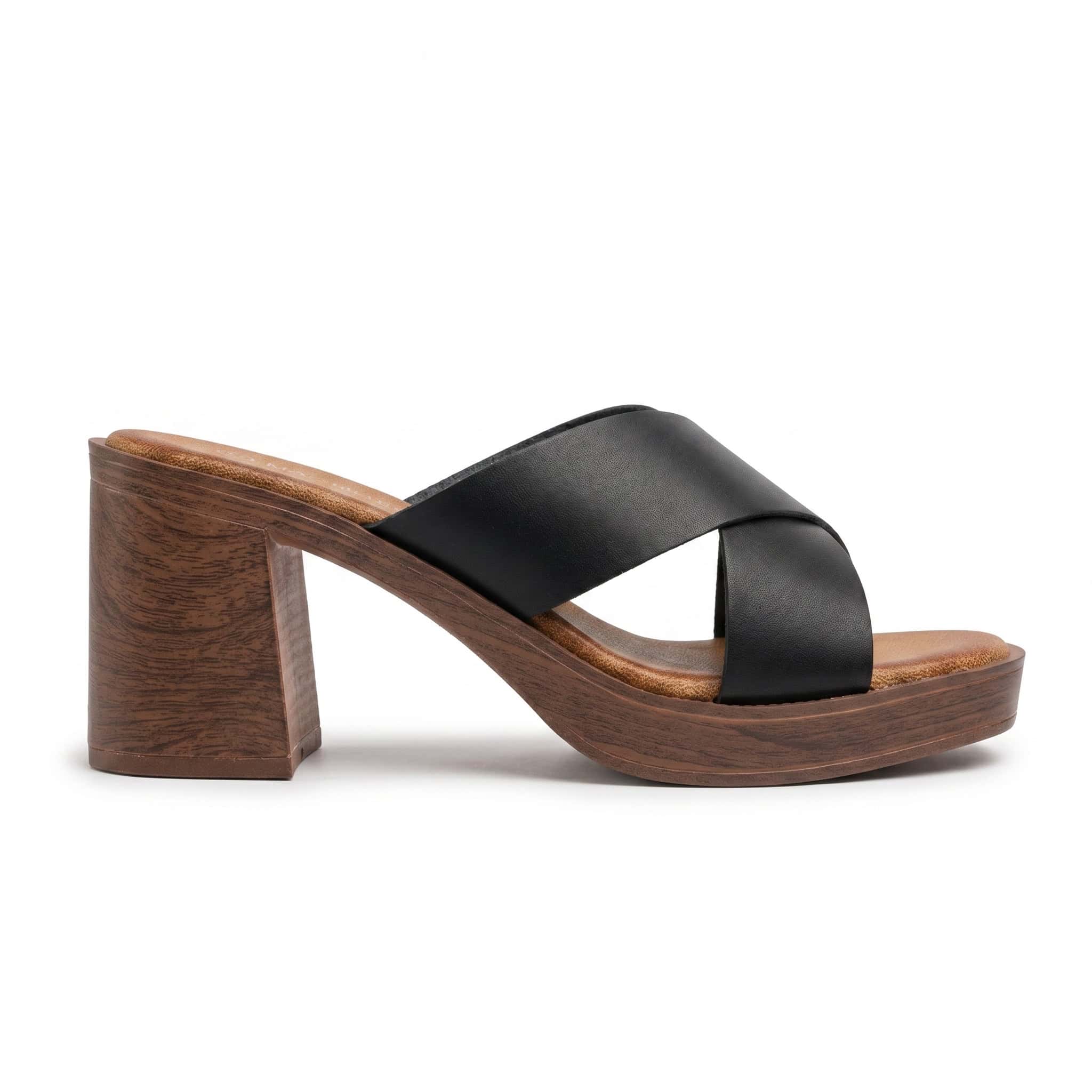 Archi – Sandales demi talon en Noir.