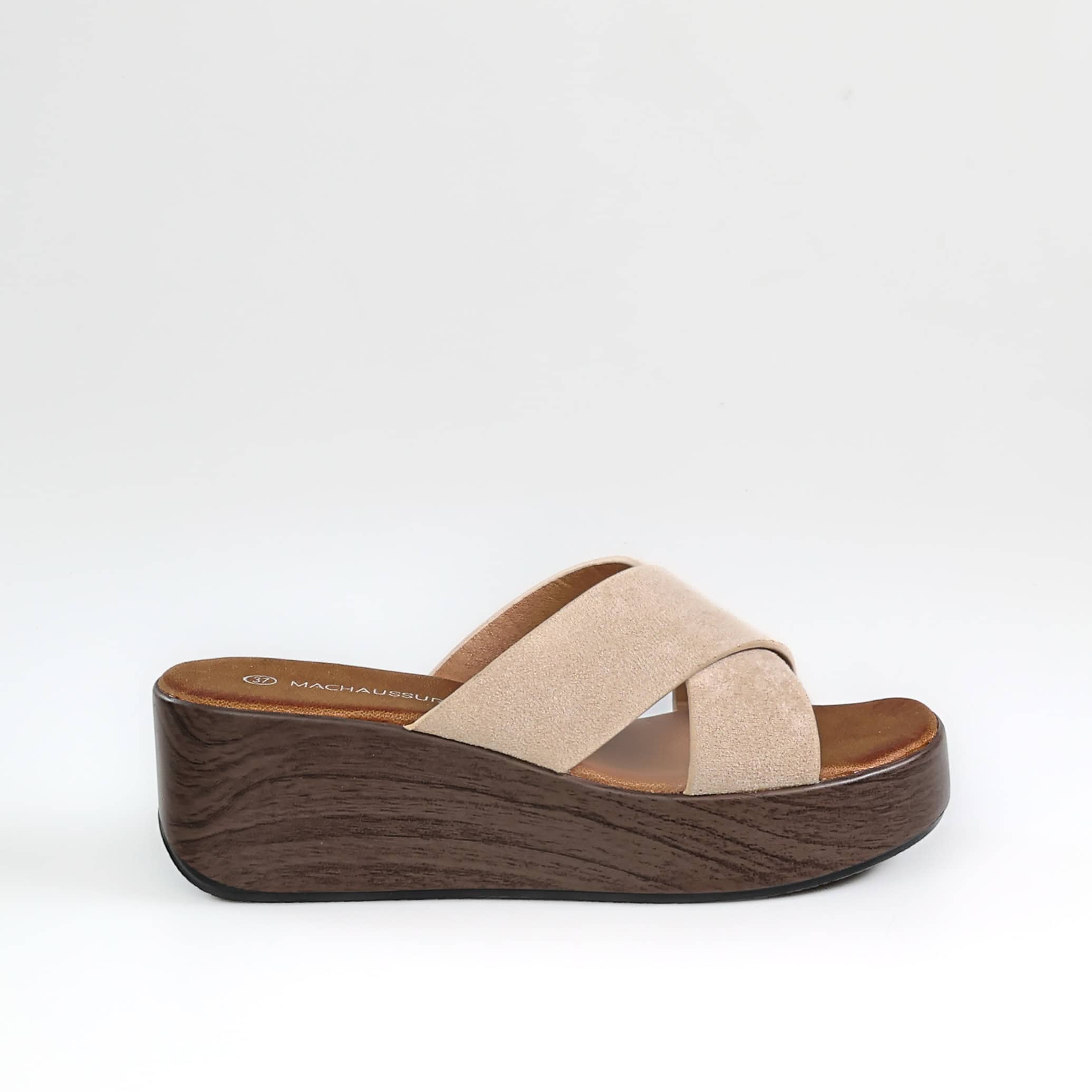 Nuda – Sandales compensées en Beige.