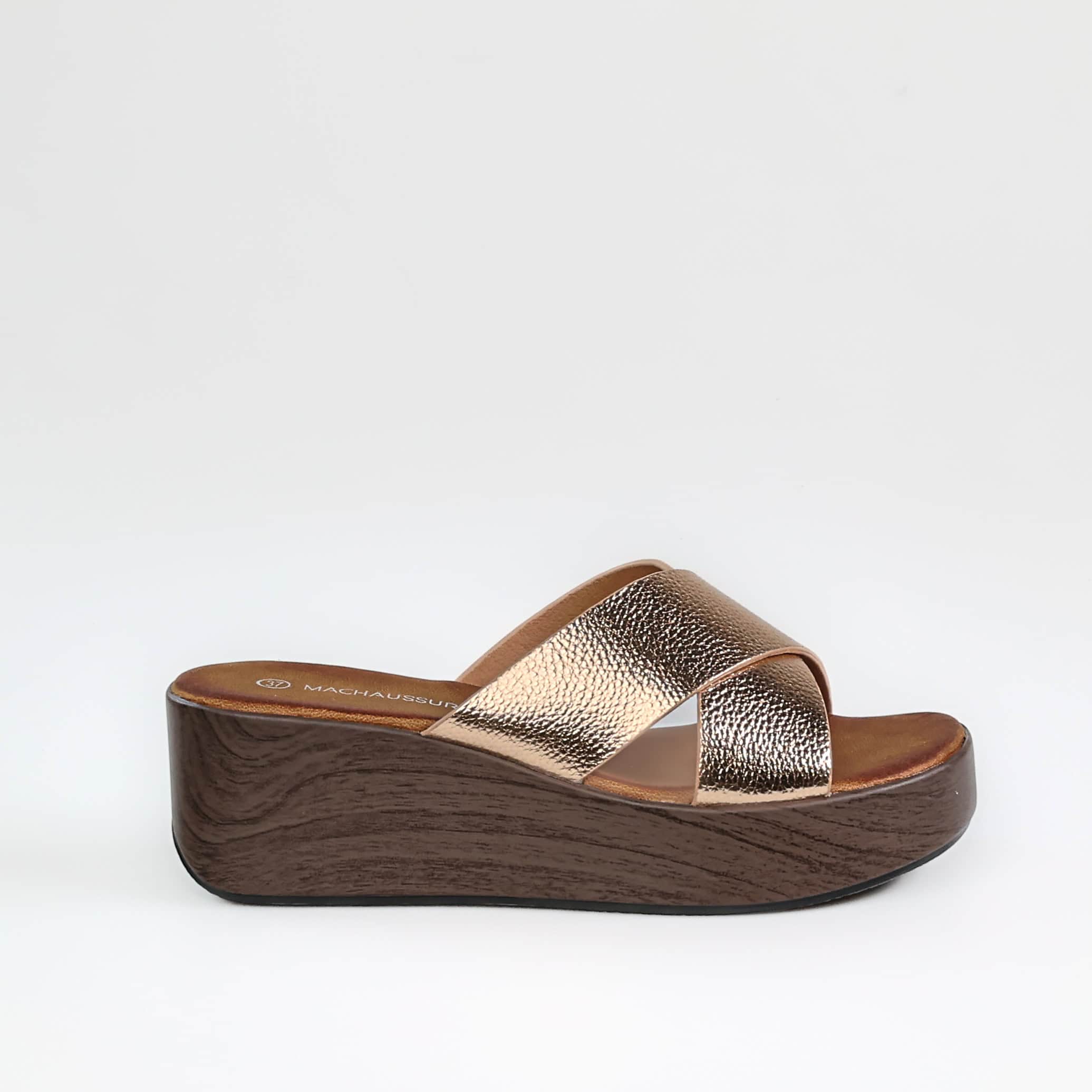 Nuda – Sandales compensées en Bronze.