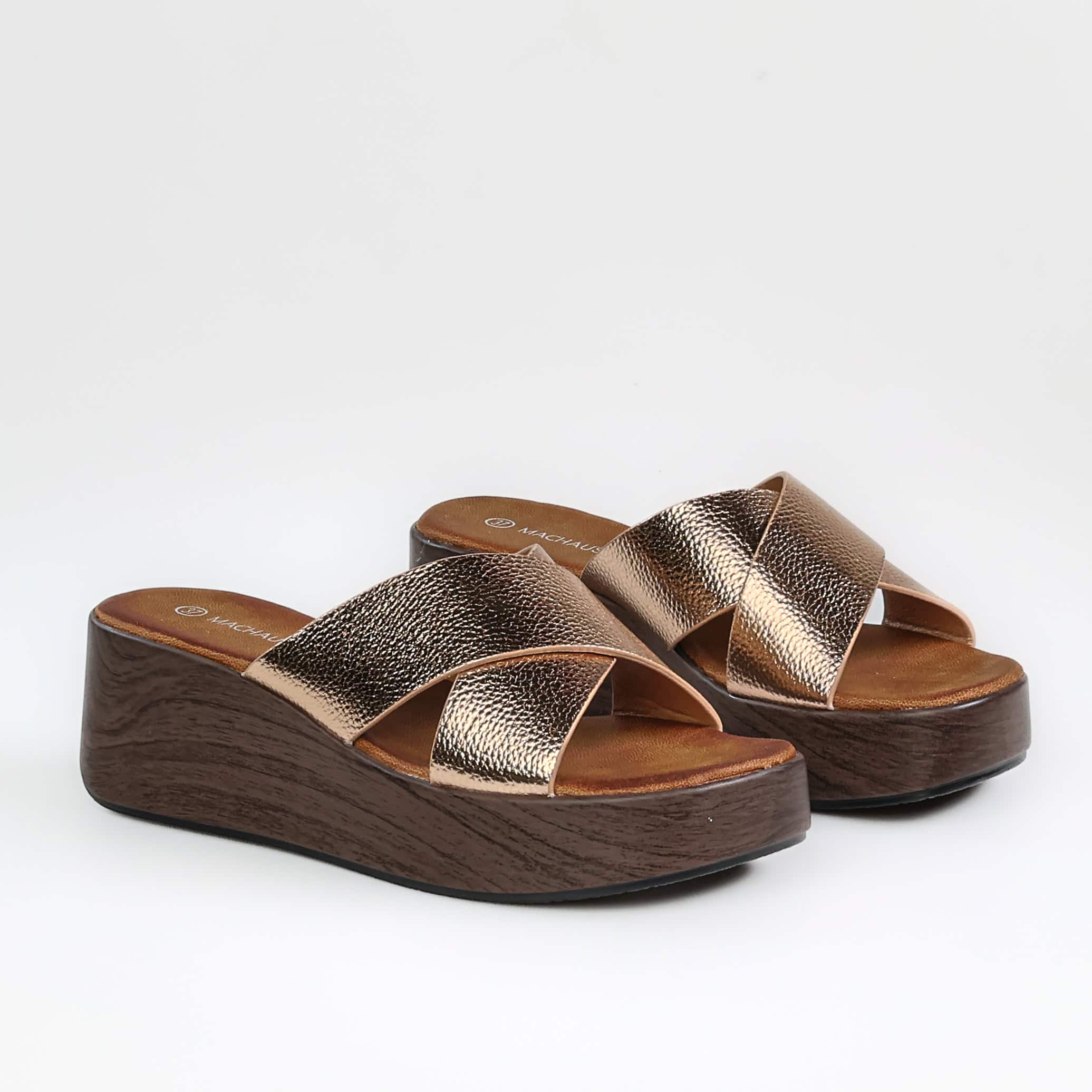 Nuda – Sandales compensées en Bronze.
