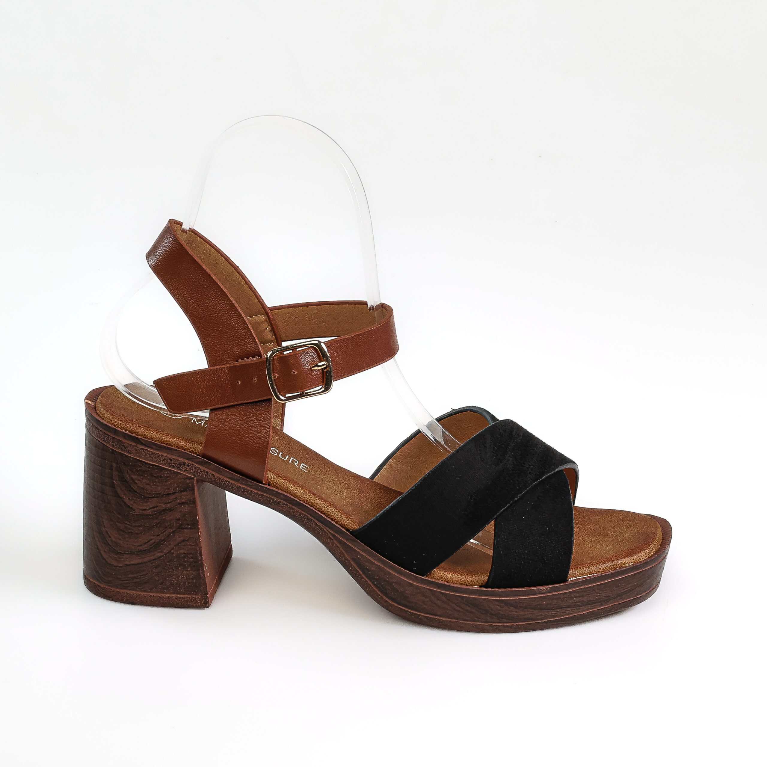 Cèdre – Sandales demi talon en Noir.