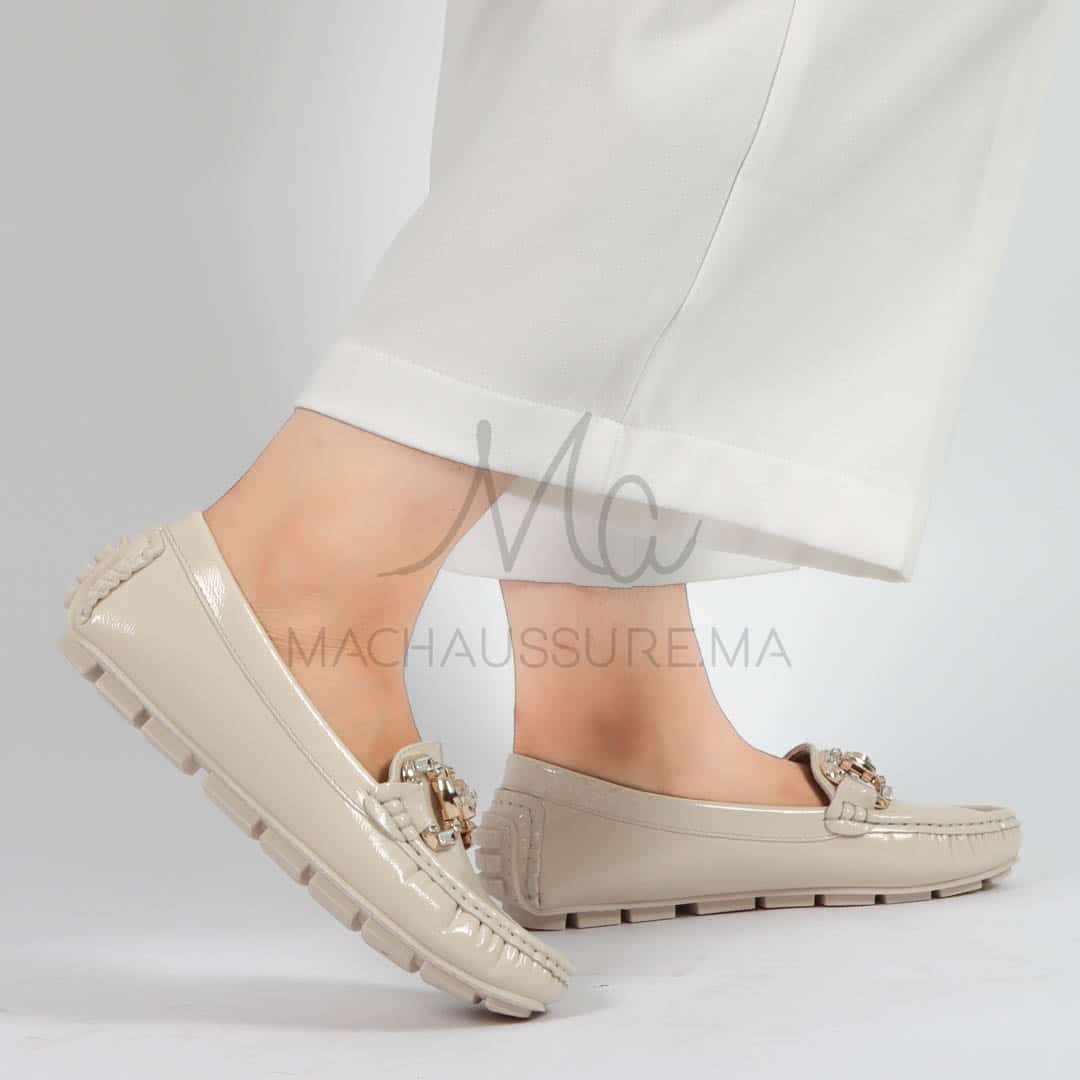 Perles – mocassins femmes en Beige.