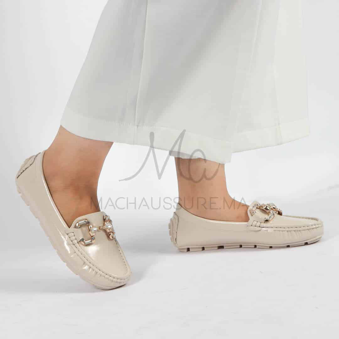 Perles – mocassins femmes en Beige.