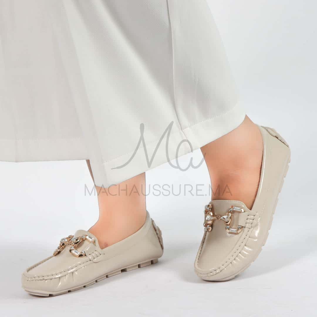 Perles – mocassins femmes en Beige.