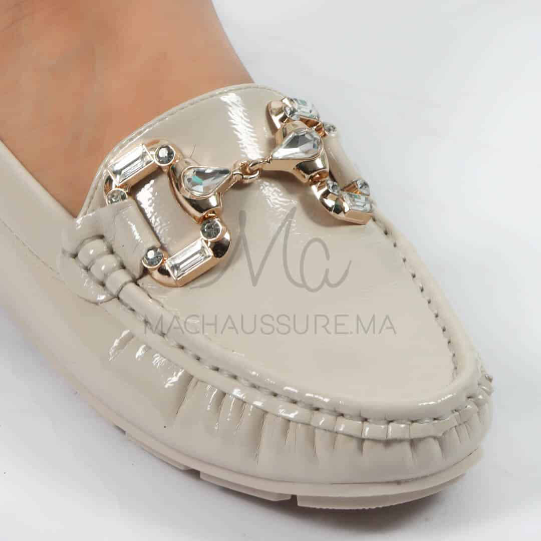 Perles – mocassins femmes en Beige.