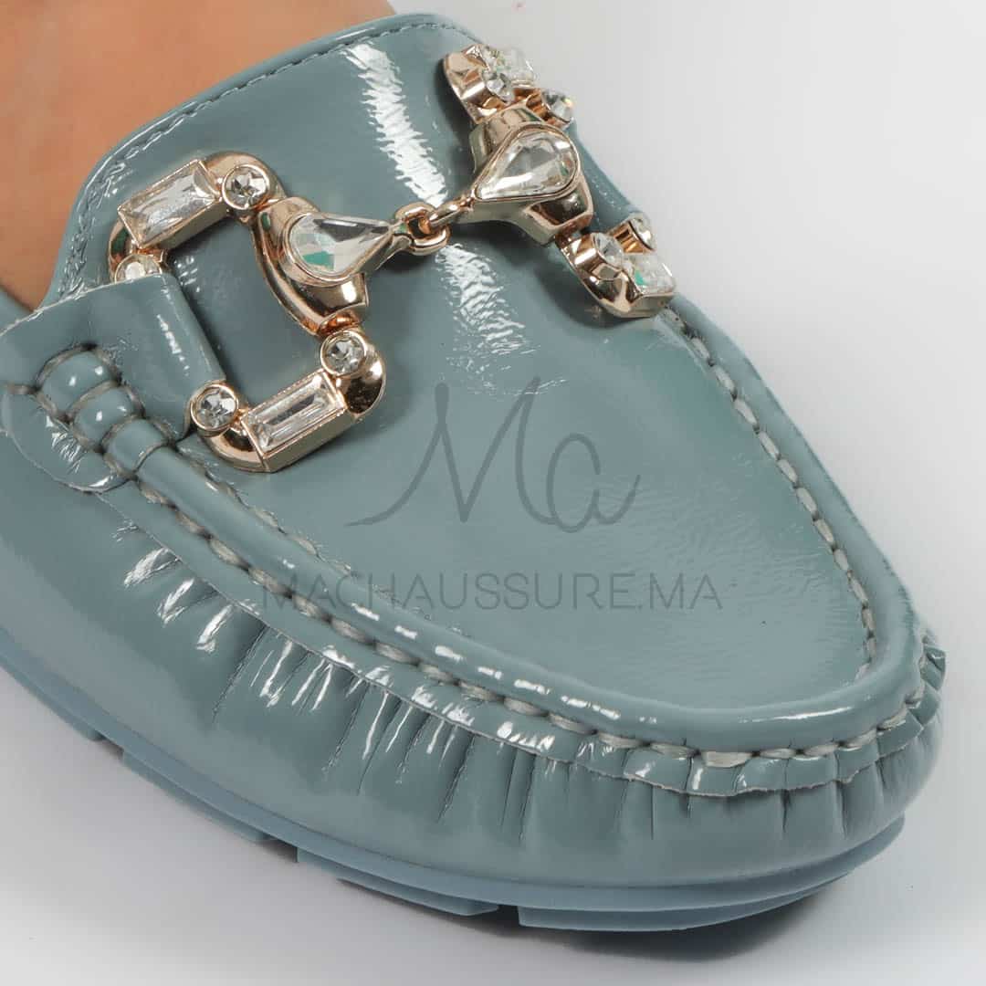 Perles – mocassins femmes en Bleu ciel.