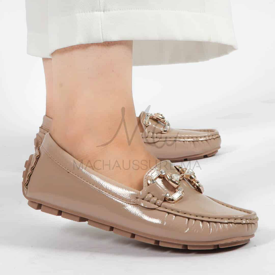 Perles – mocassins femmes en Kaki.