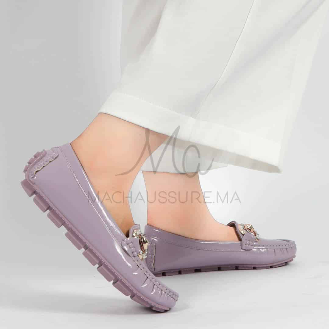Perles – mocassins femmes en VEMauve.