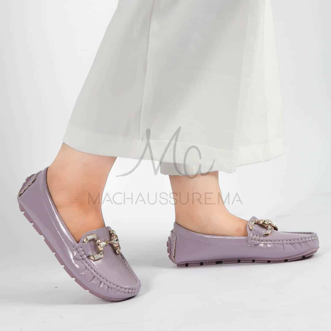 Perles – mocassins femmes en VEMauve.