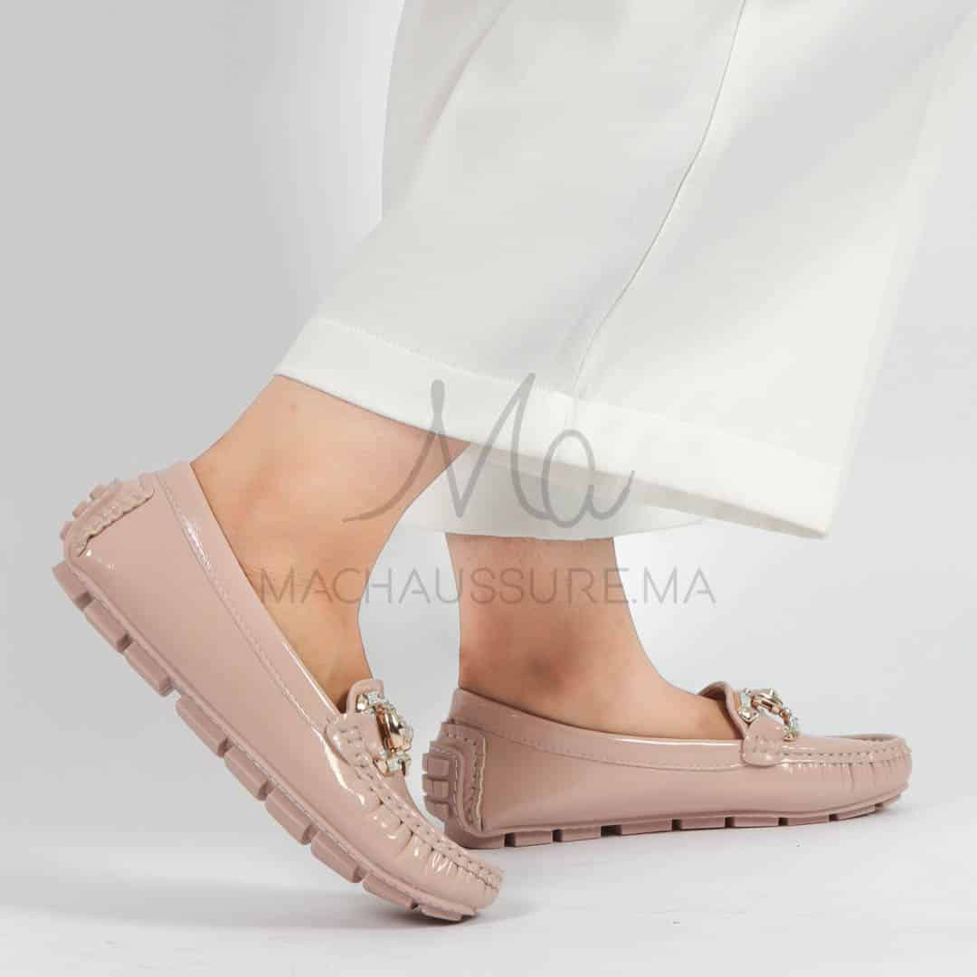 Perles – mocassins femmes en Rose.