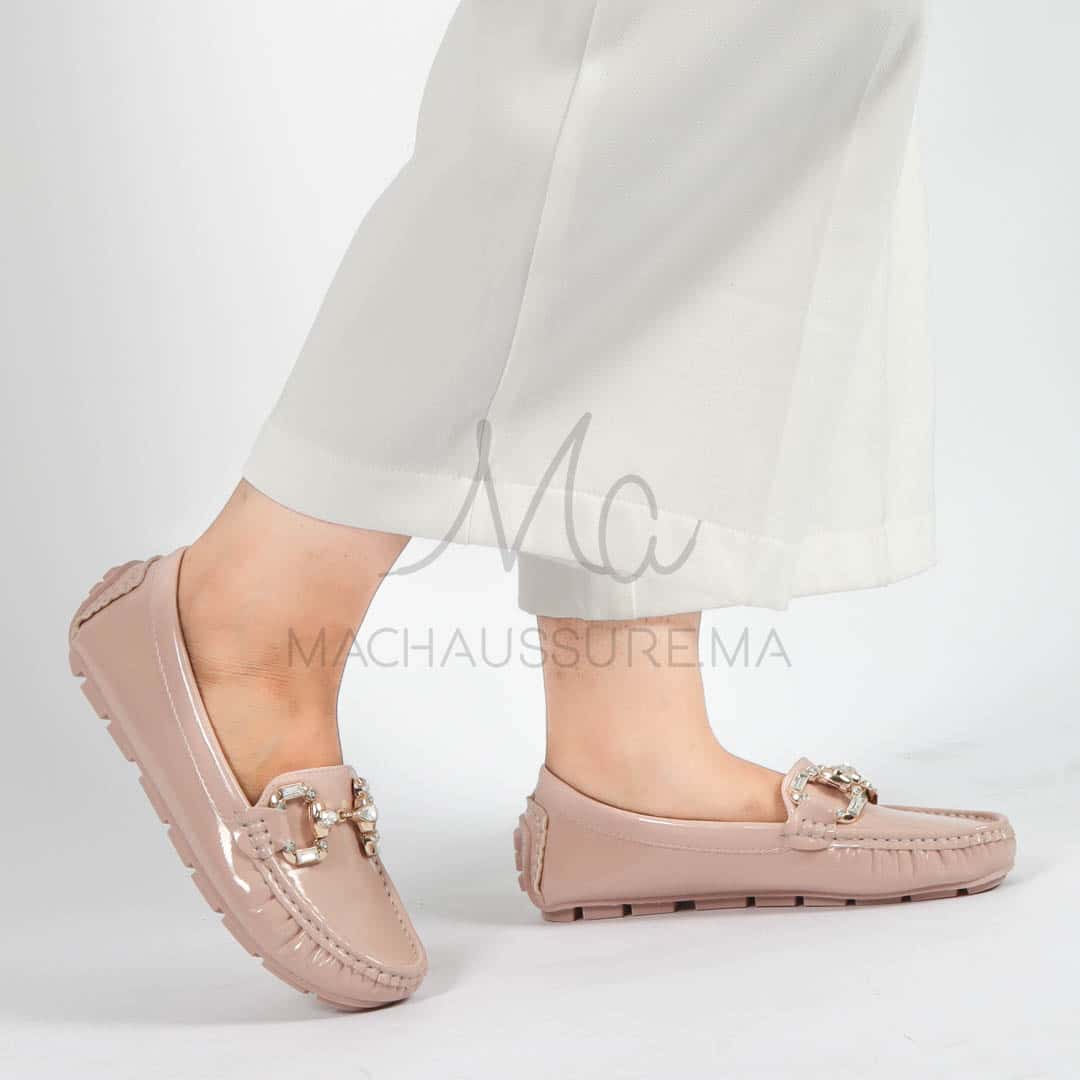Perles – mocassins femmes en Rose.