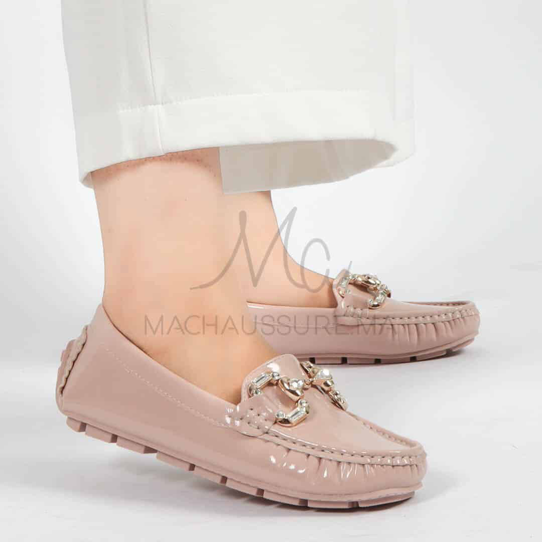 Perles – mocassins femmes en Rose.