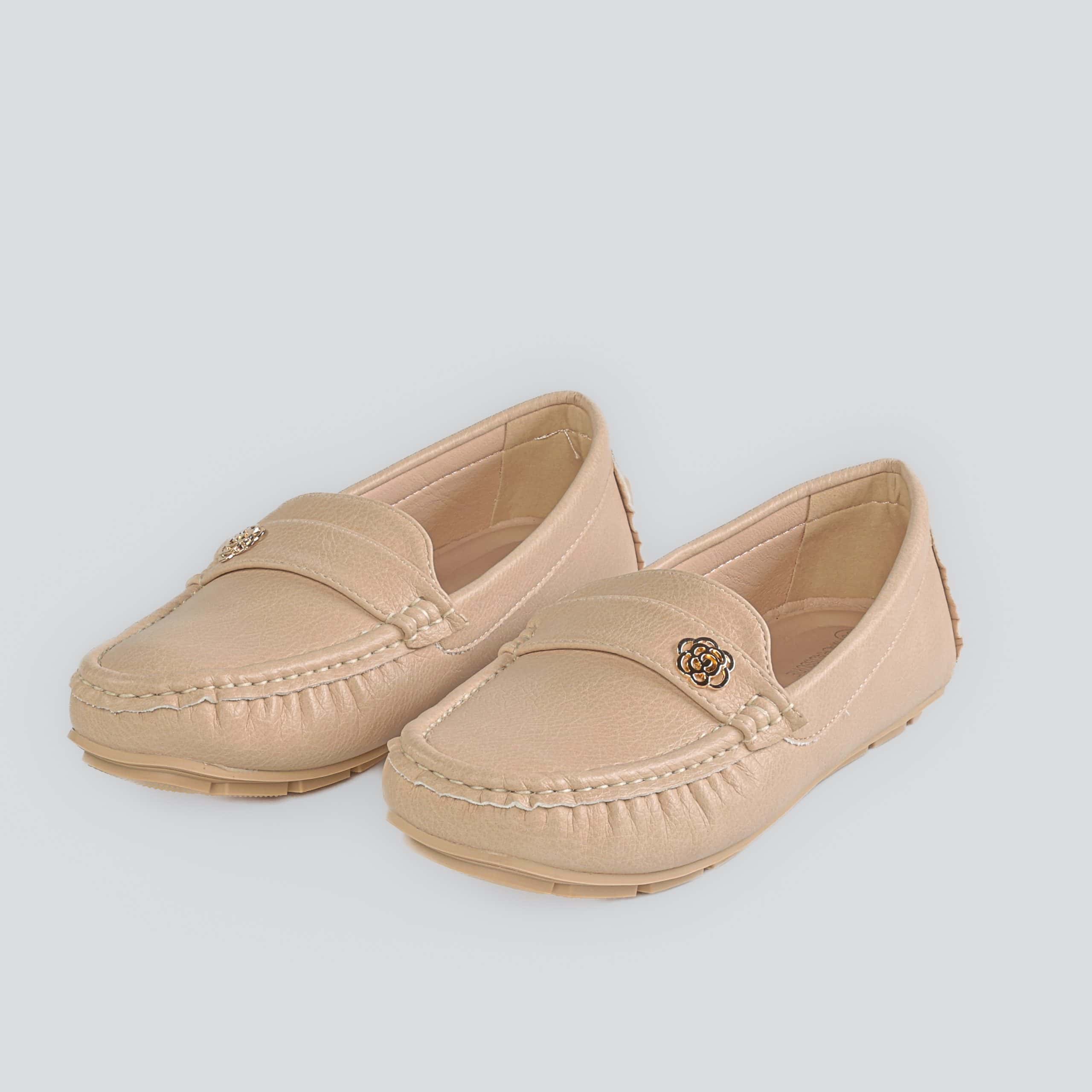 Flower – Mocassins Femmes en Beige.