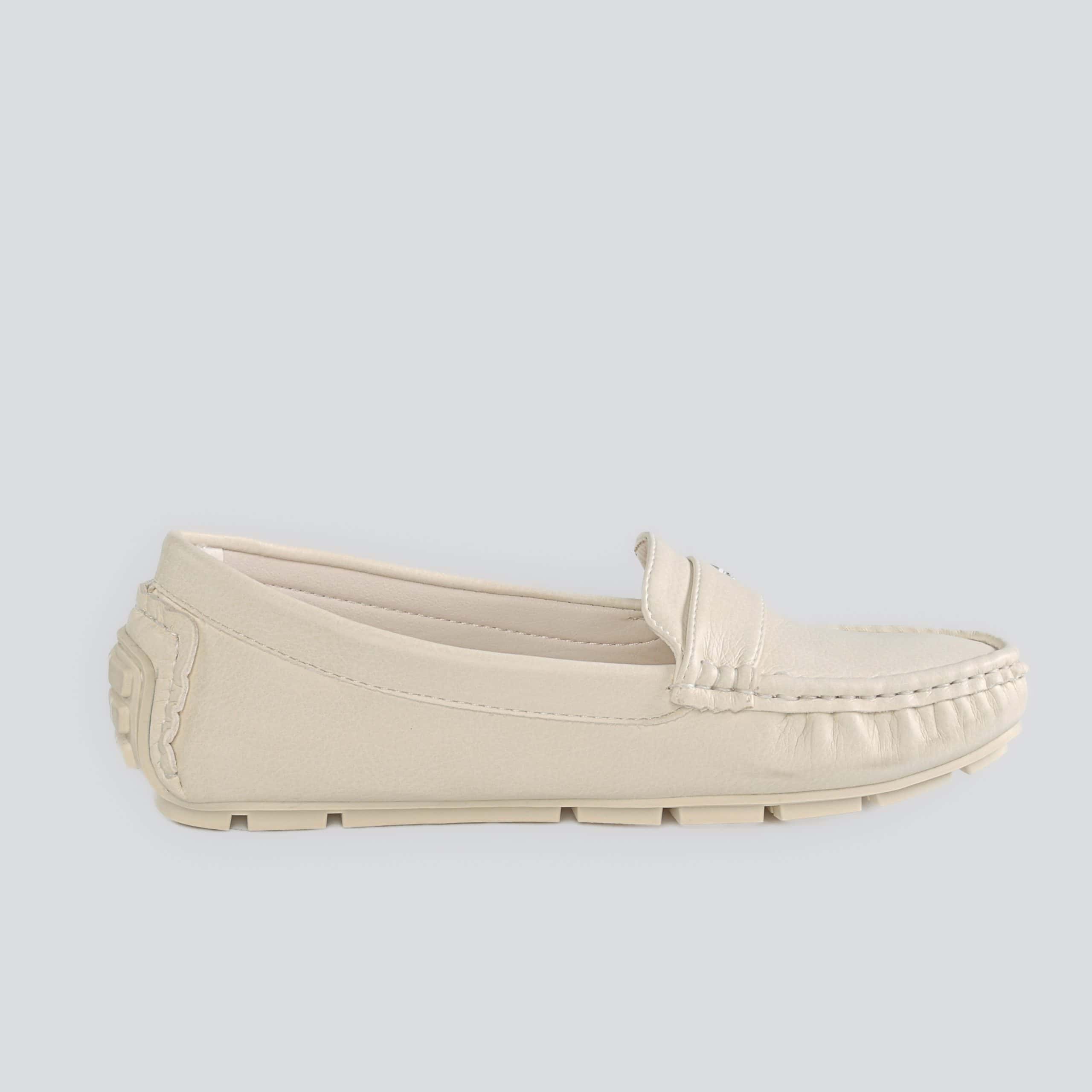 Flower – Mocassins Femmes en Blanc cassé.