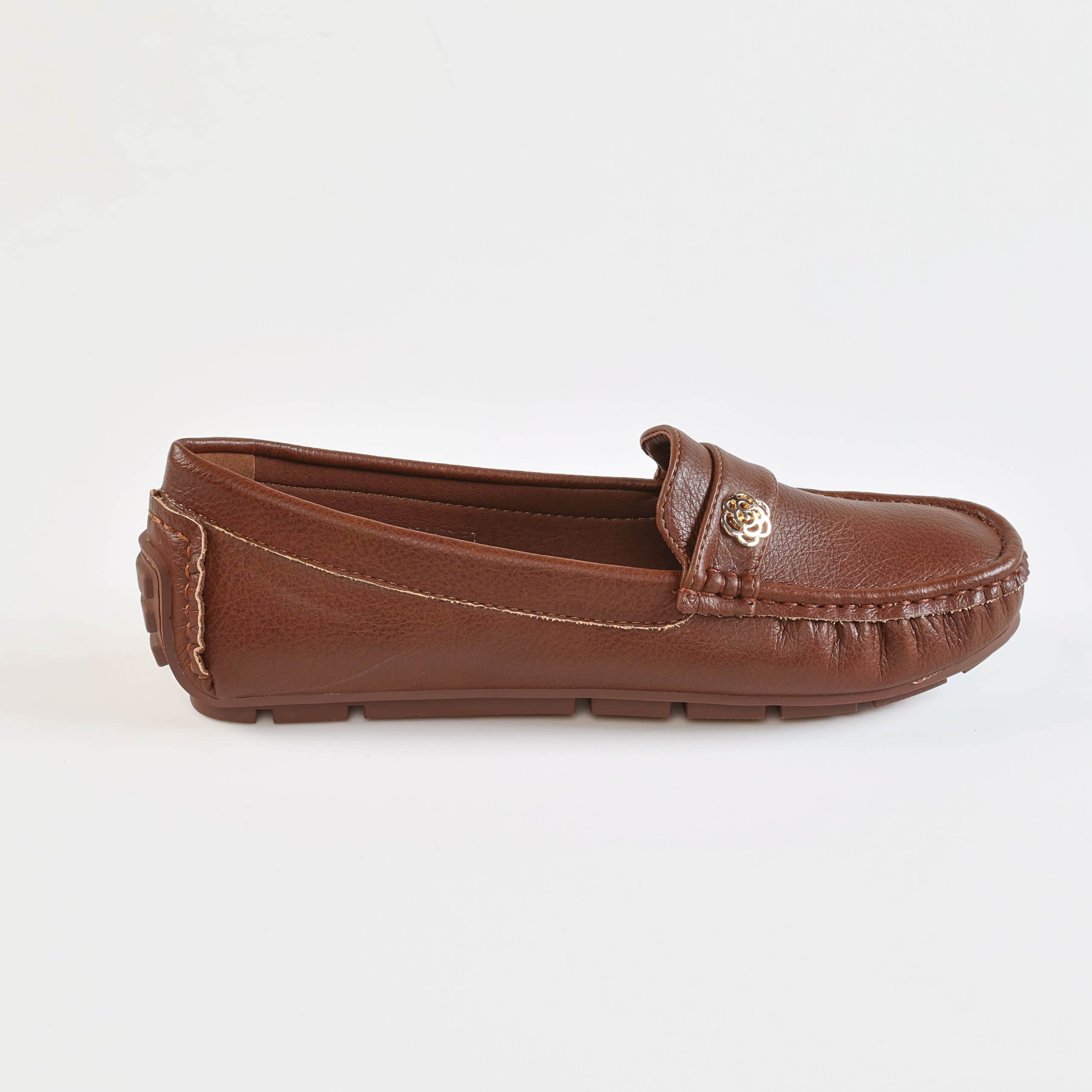Flower – Mocassins Femmes en Coffee.