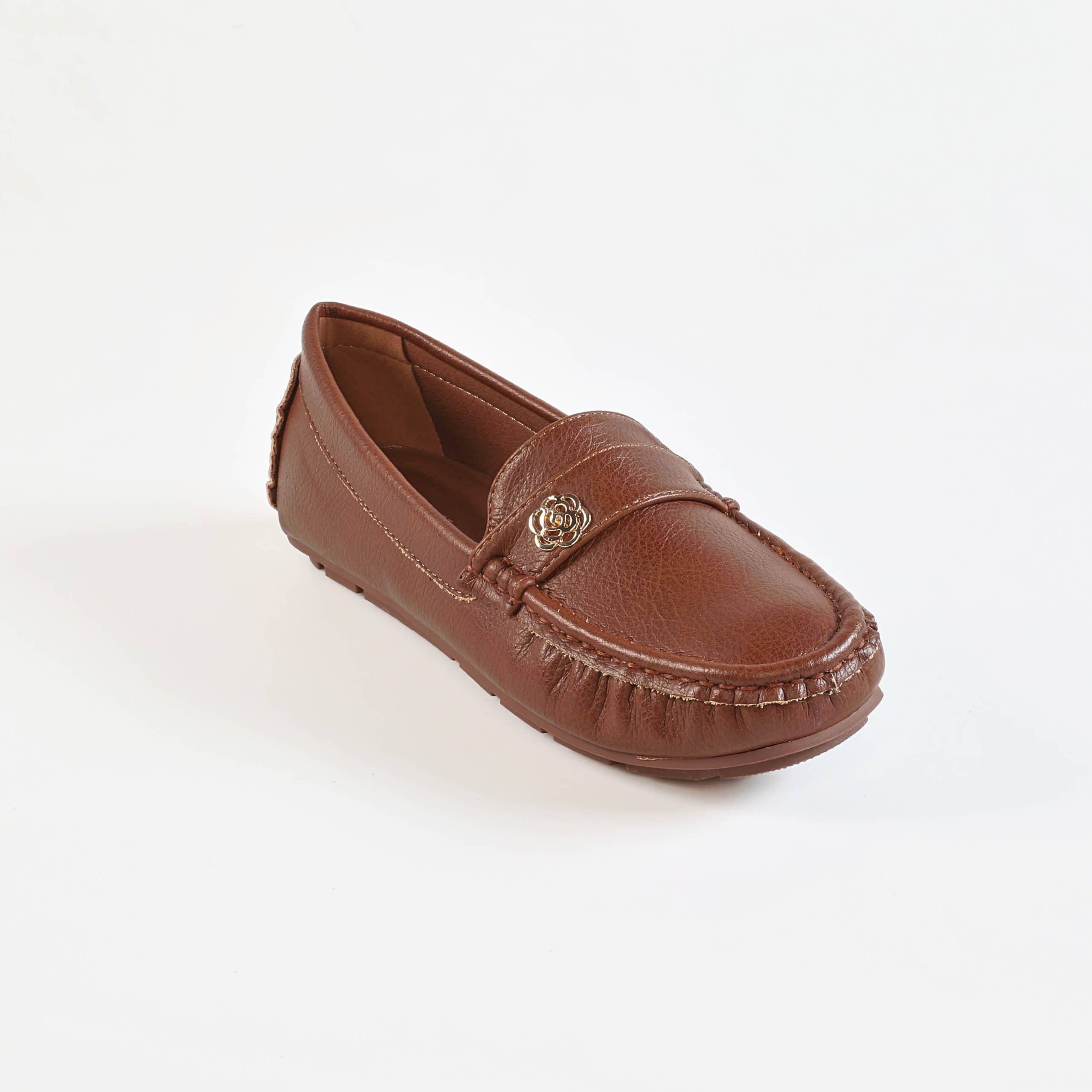 Flower – Mocassins Femmes en Coffee.