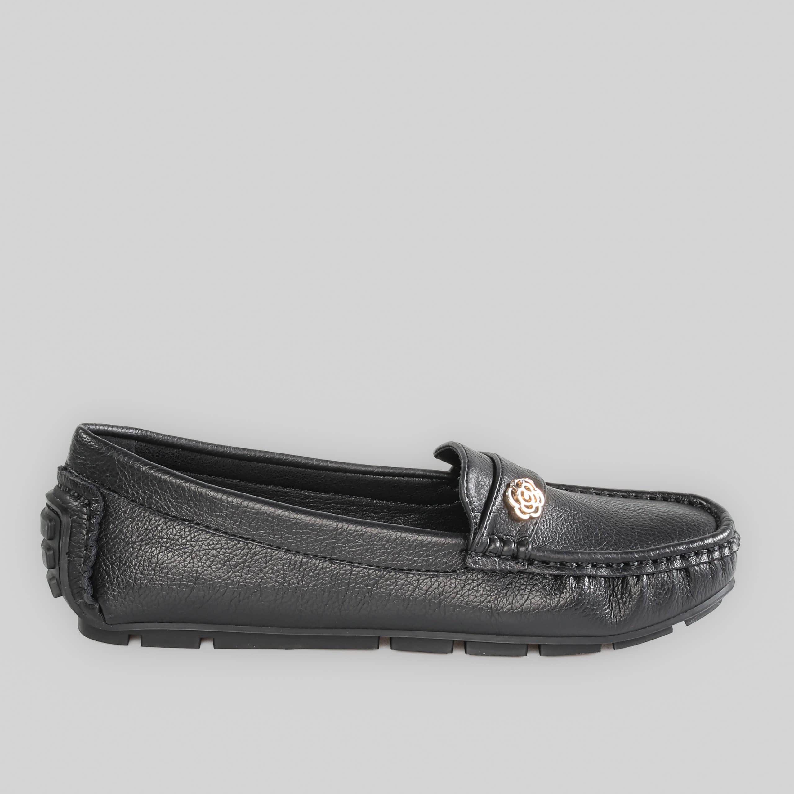 Flower – Mocassins Femmes en Noir.