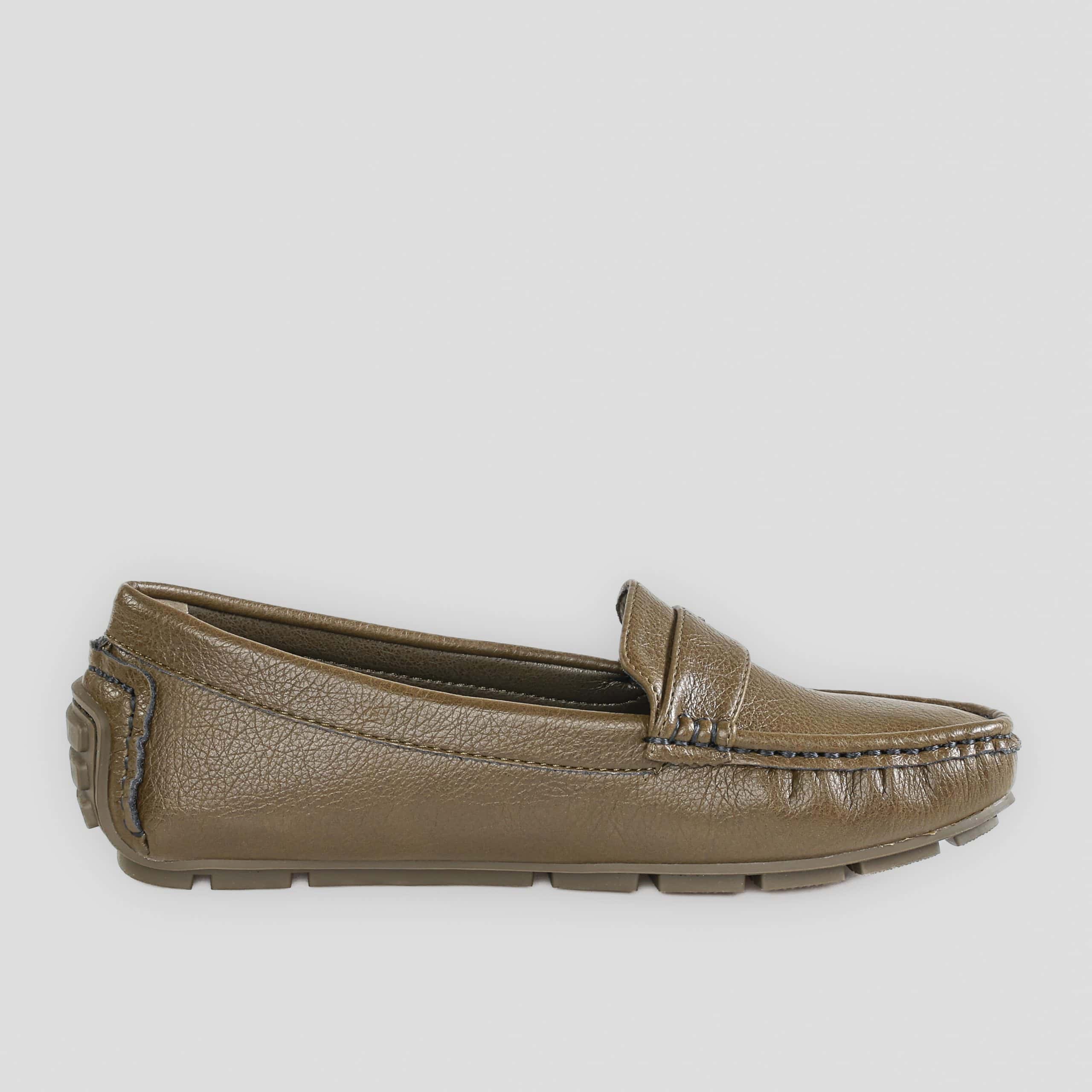 Flower – Mocassins Femmes en Olive.