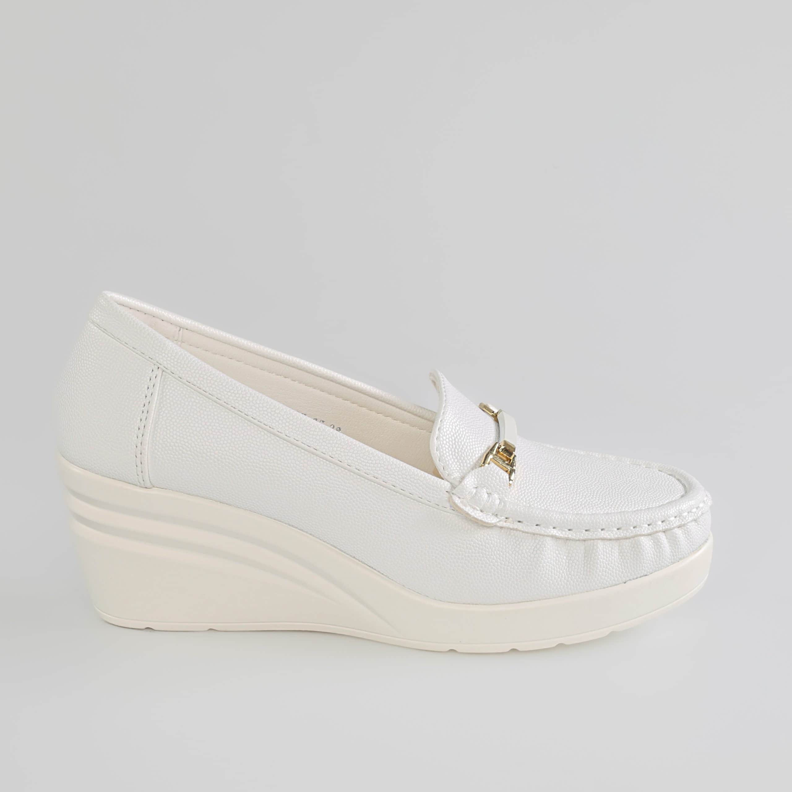 Alba – Mocassins compensées en Blanc.