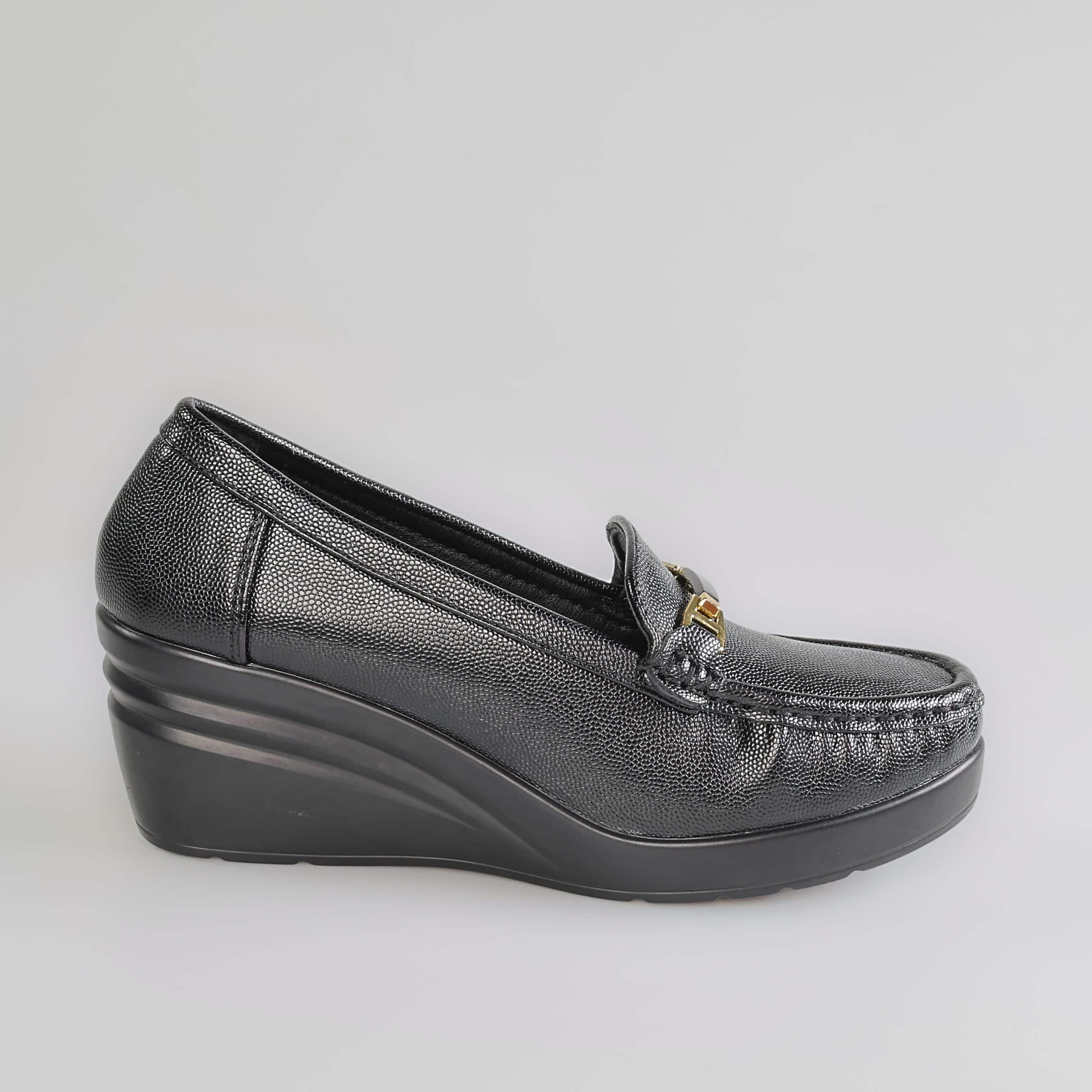 Alba – Mocassins compensées en Noir.