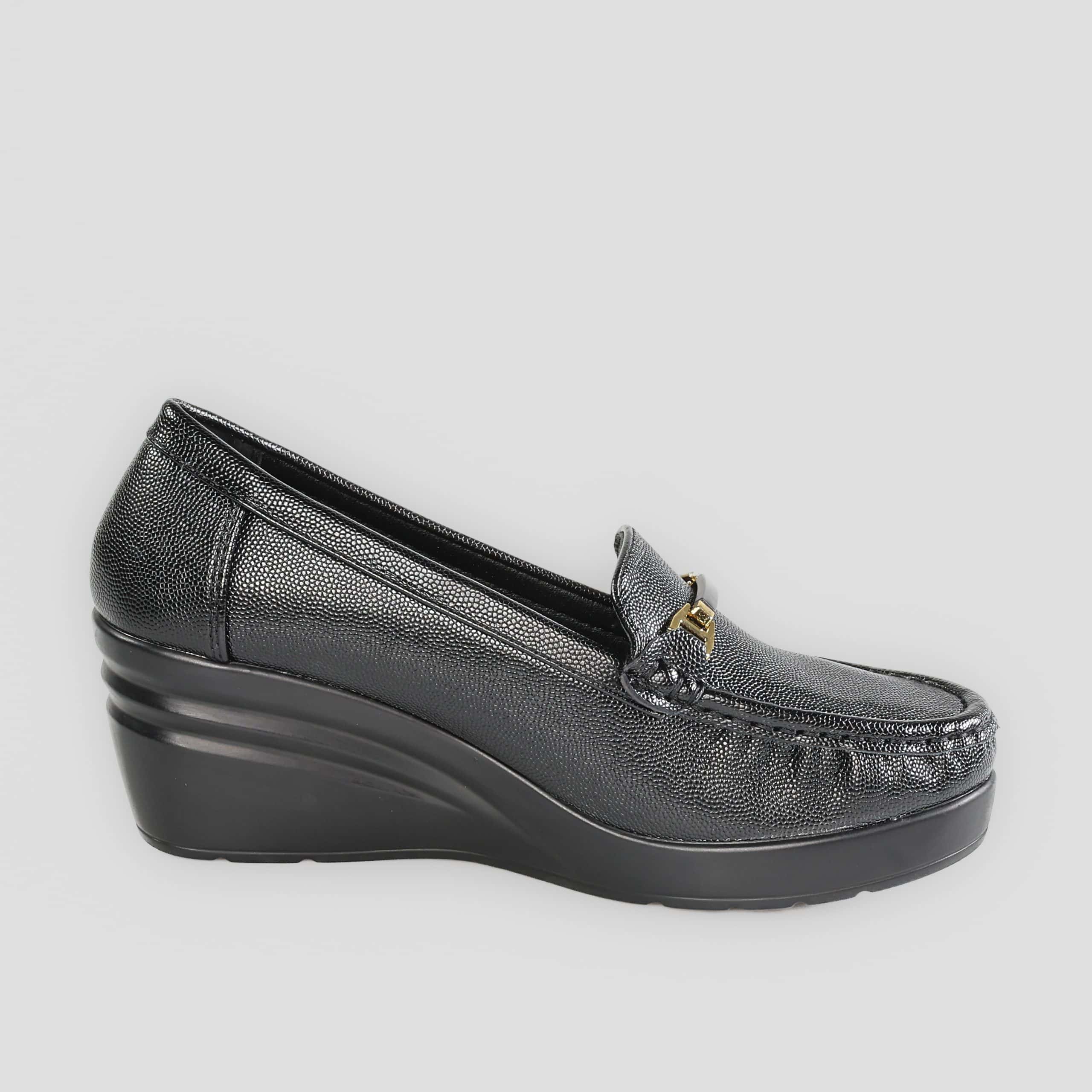 Alba – Mocassins compensées en Noir.