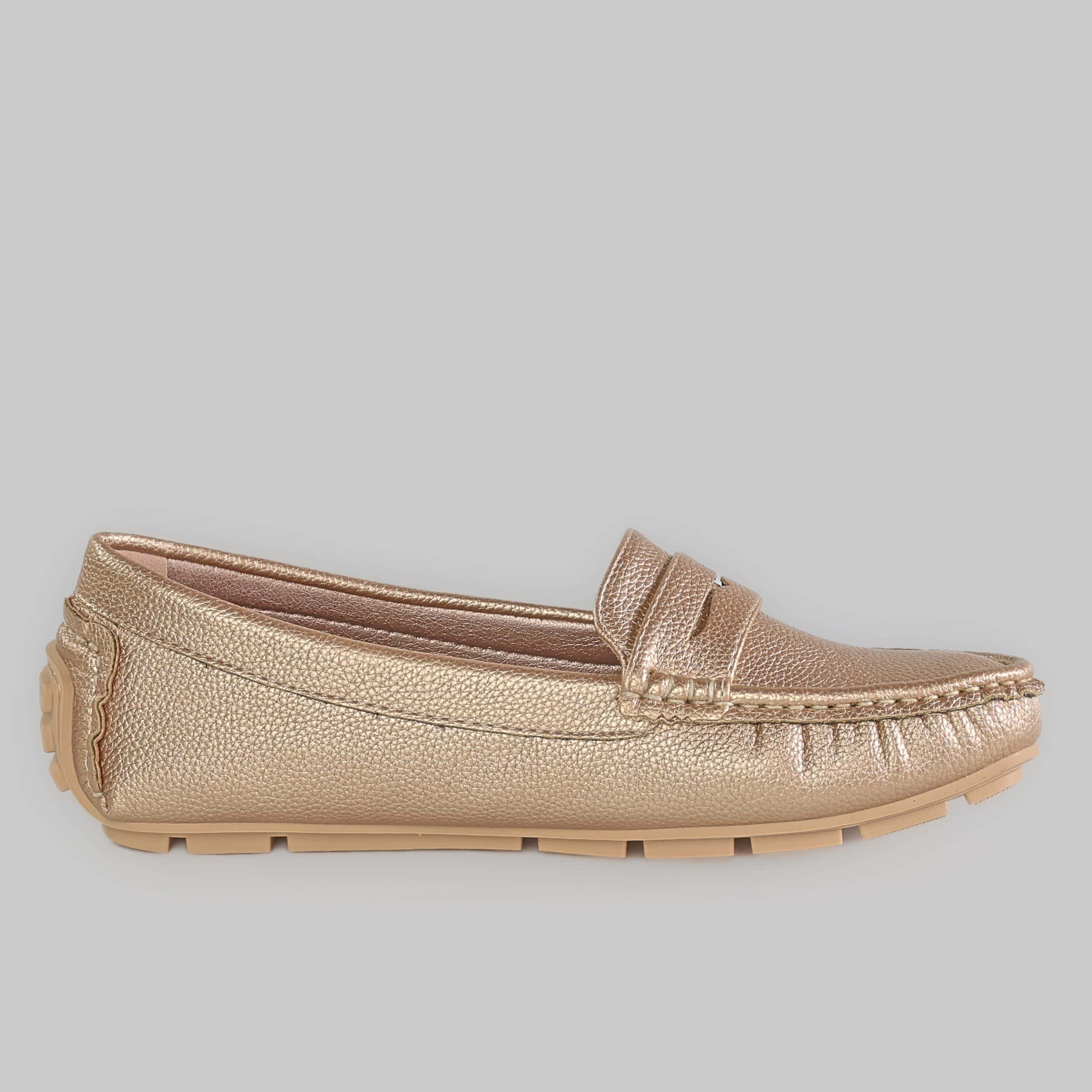JASMINE – Mocassins Femmes en Rose Doré.