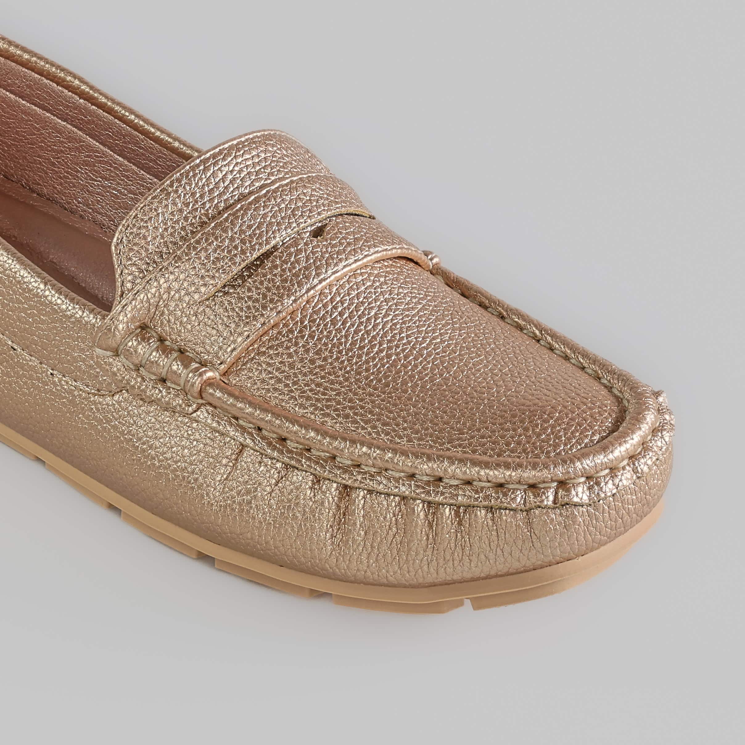 JASMINE – Mocassins Femmes en Rose Doré.