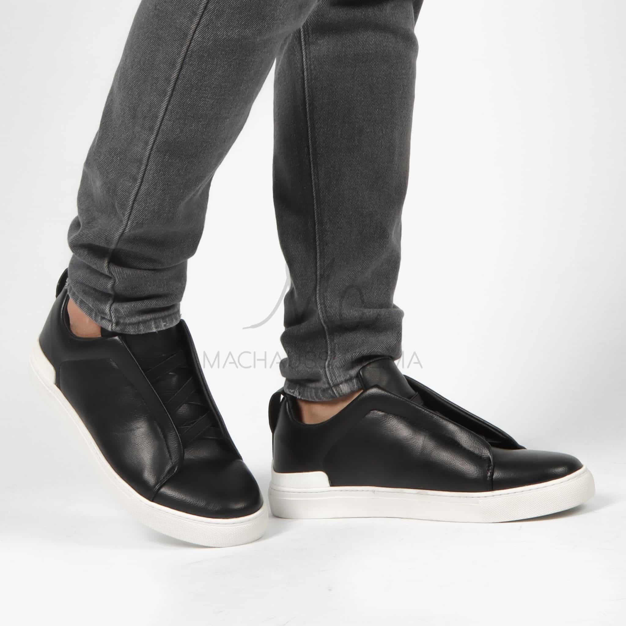 Quantum - Baskets Hommes en Cuir Noir.
