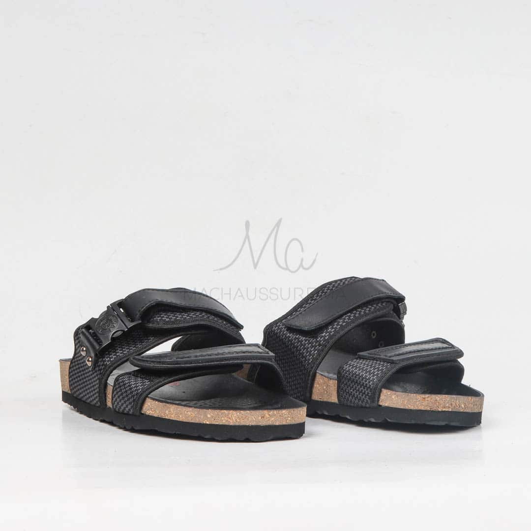 Sandales Plates Homme Gris Noir.