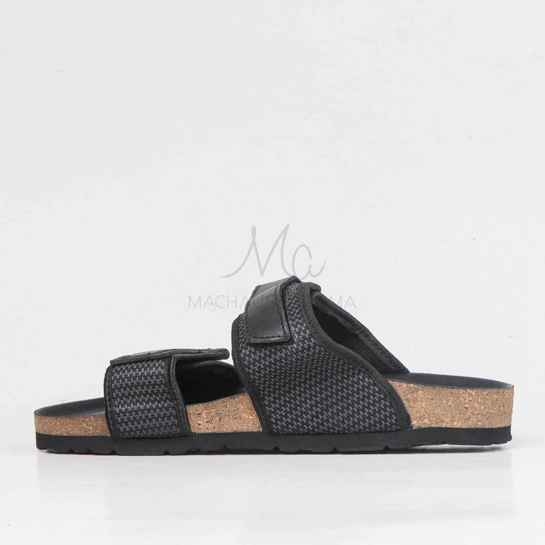 Sandales Plates Homme Gris Noir.