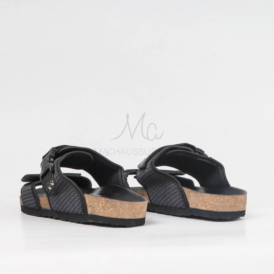 Sandales Plates Homme Gris Noir.