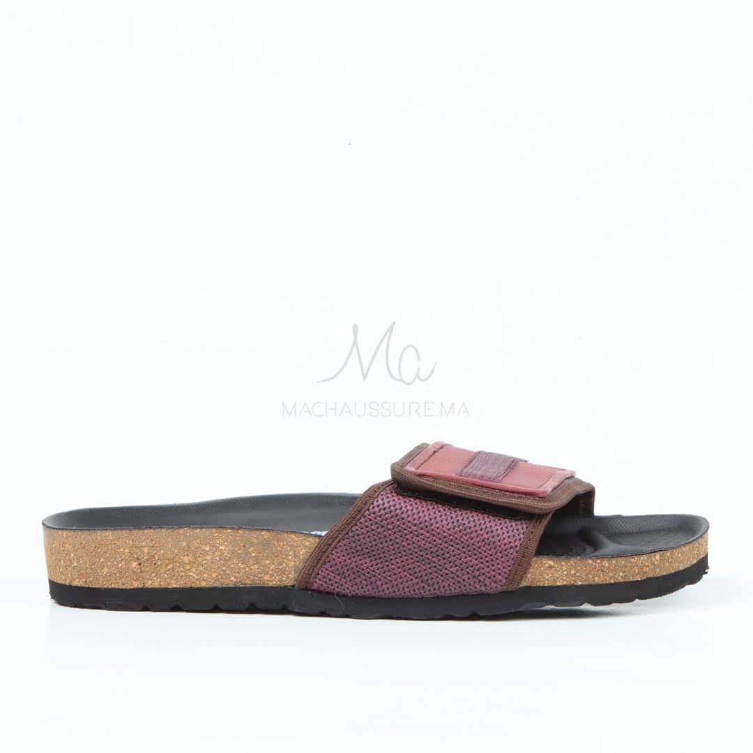 Sandales Plates confortable en grenat.