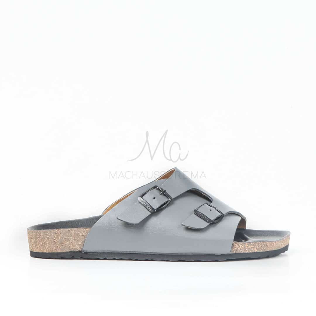Sandales Homme 100% Cuir en Gris.