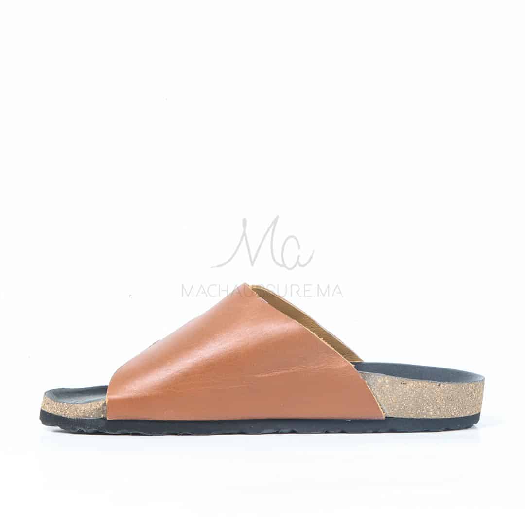 Sandales Homme 100% Cuir en Tabac.